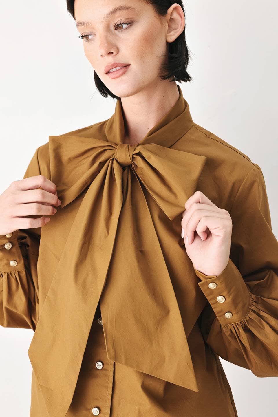 Flying Tomato Solid Woven Bow Top FT2144