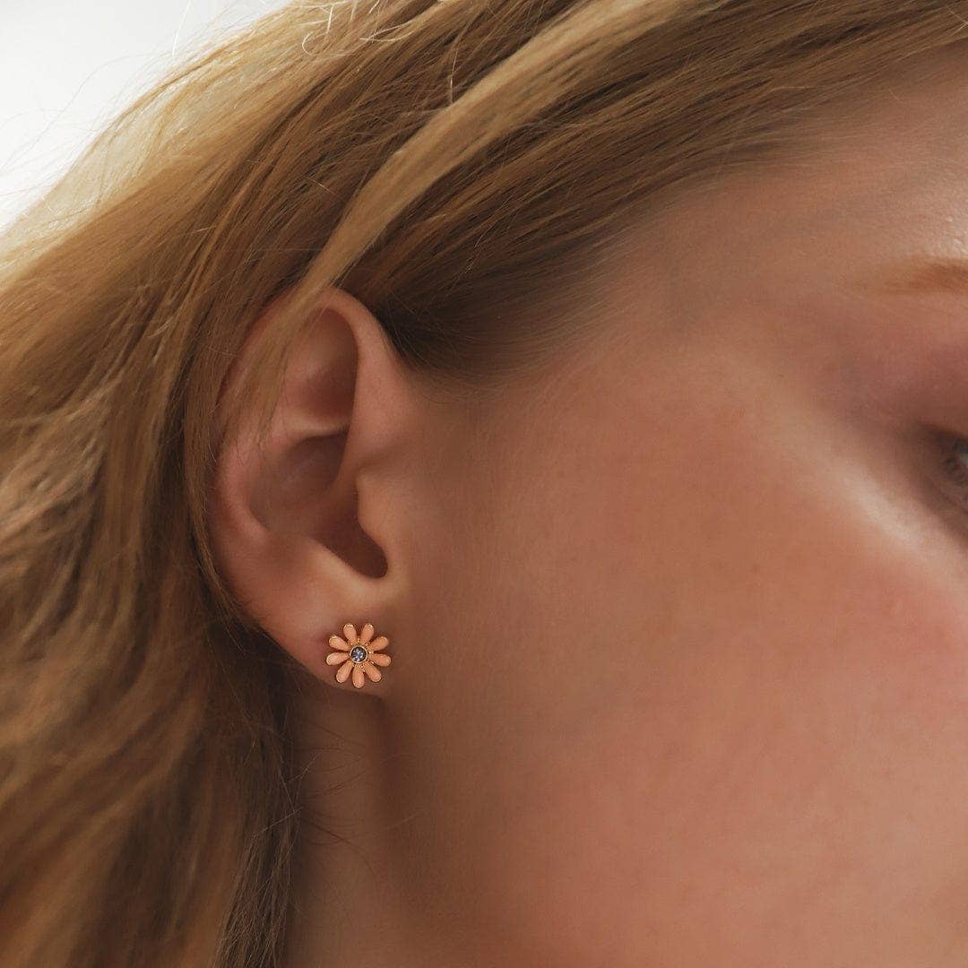 Tai Enamel Bird and Flower Mismatched Studs HME-09