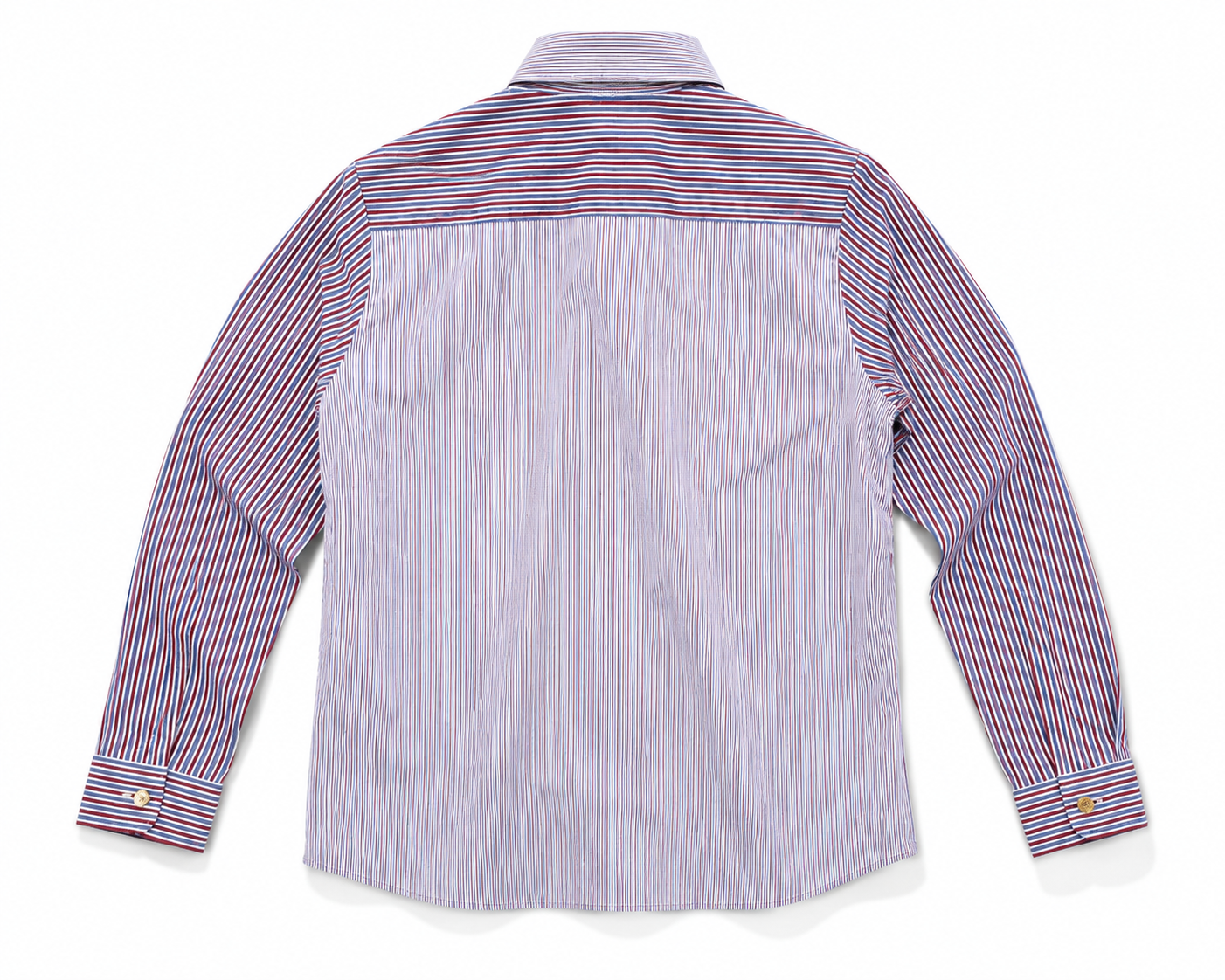 Vilagallo Camisa Bicolor Blue and Red Striped Button Up with Bow Detail 34046