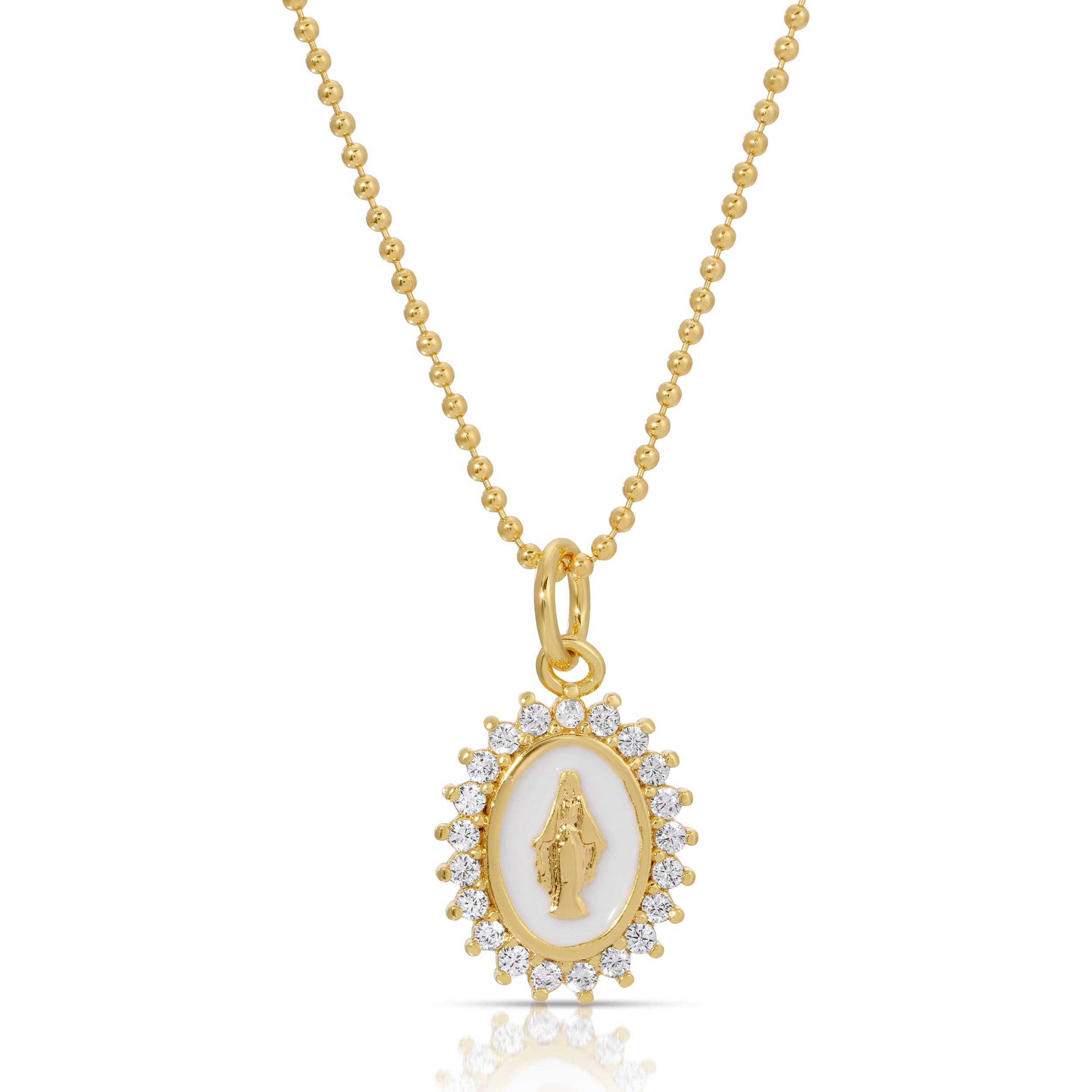 Joy Dravecky Mini White Lady Lourdes Necklace