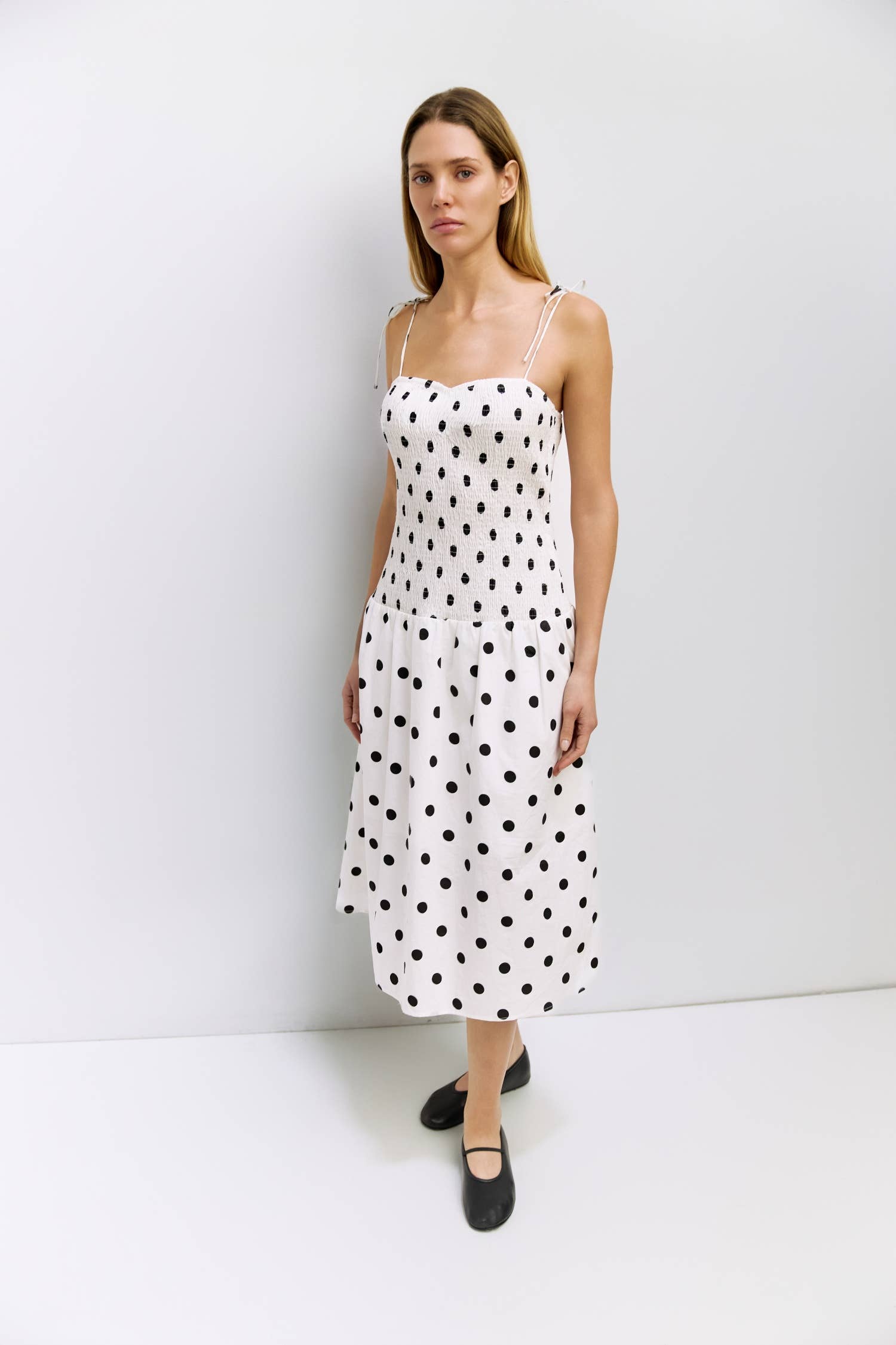 All Row The Natalie Dress | Smocked Polka Dot Midi Dress