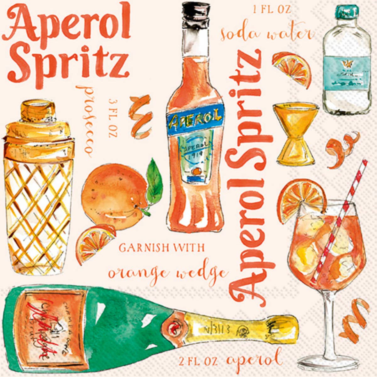 Ideal Home Cocktail Napkins Aperol Spritz