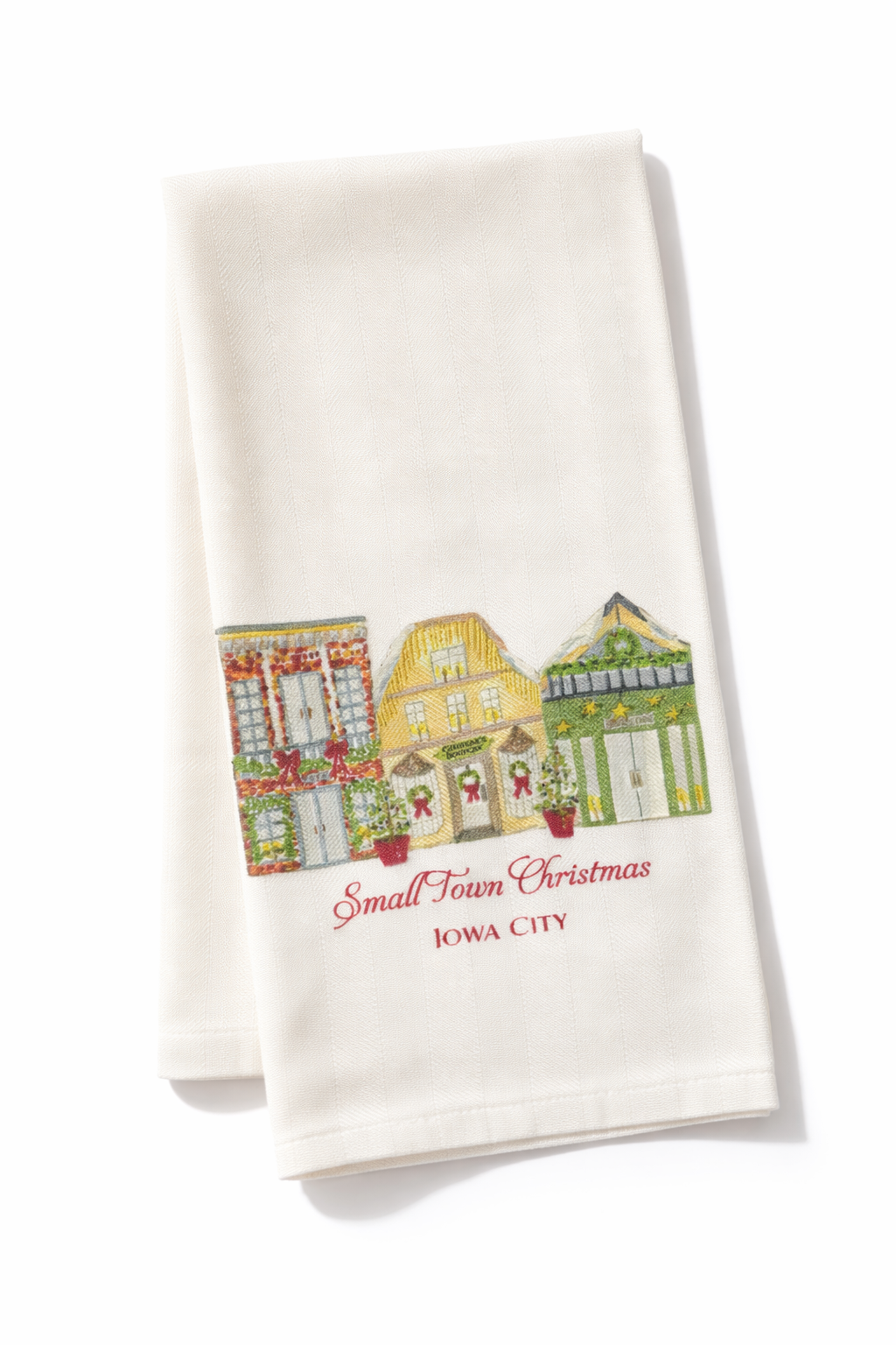 French Graffiti Small Town Christmas Tea Towel