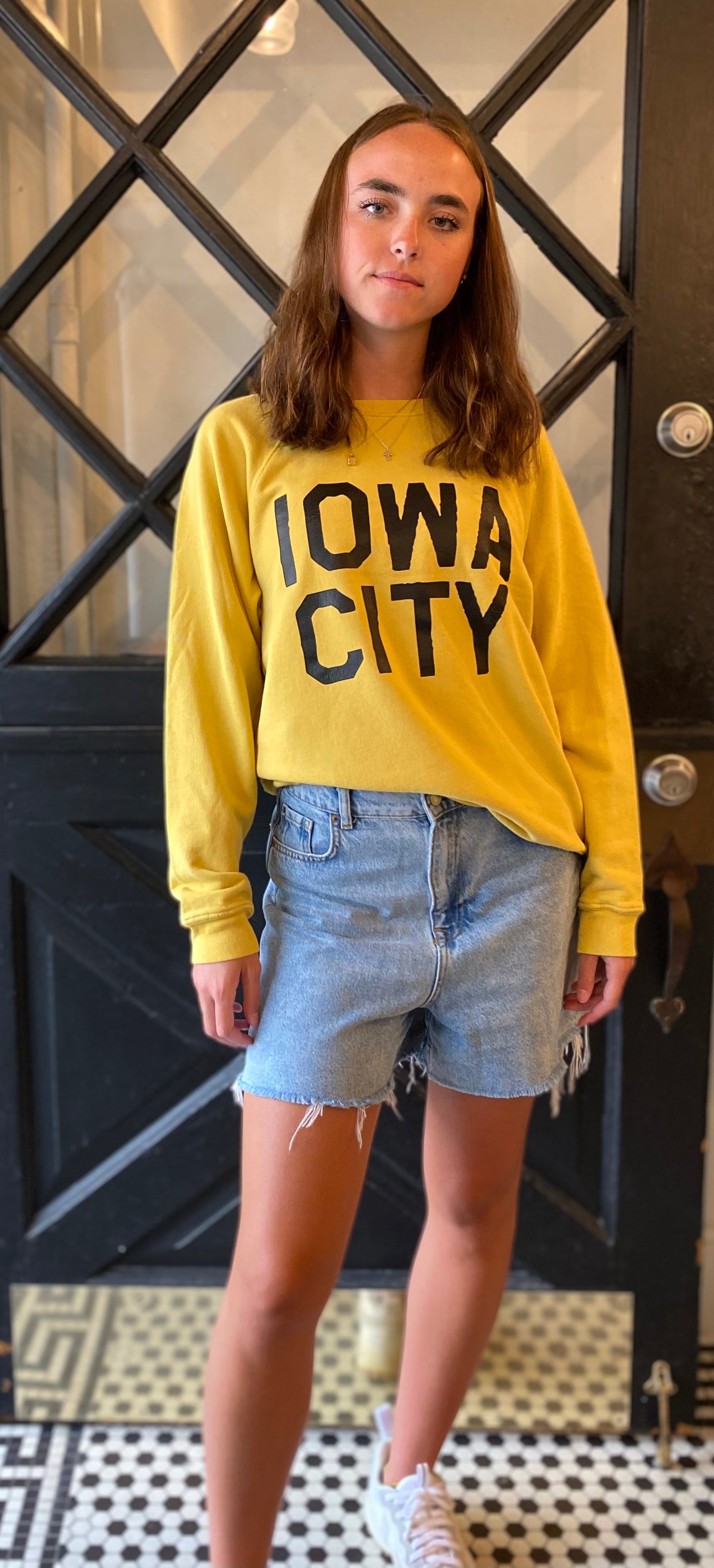 Retro Brand Unisex Vintage Iowa City Full Length Sweatshirt Vintage Gold