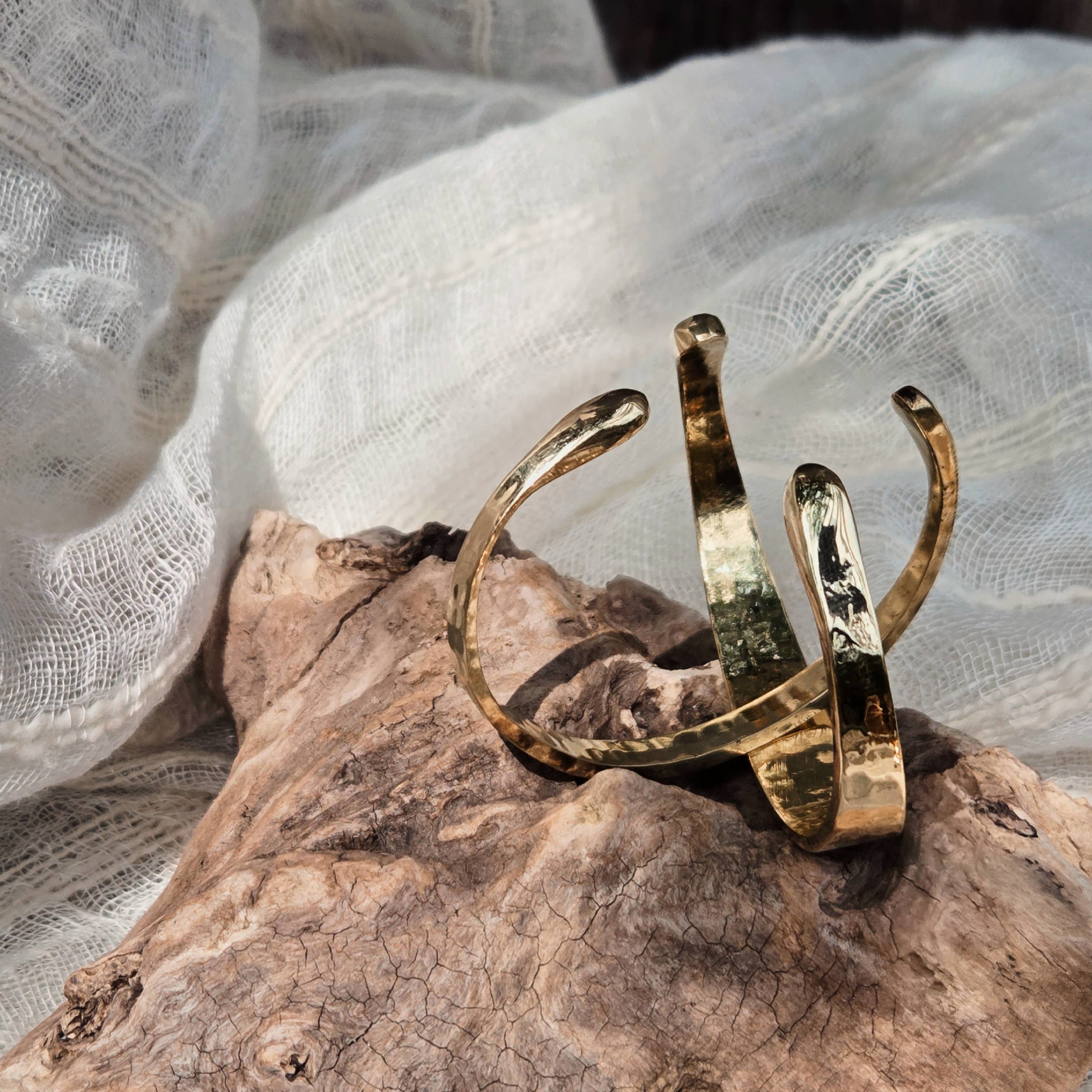 Bisjoux Brass Hammered Taureg Band Cuff Bangle Bracelet
