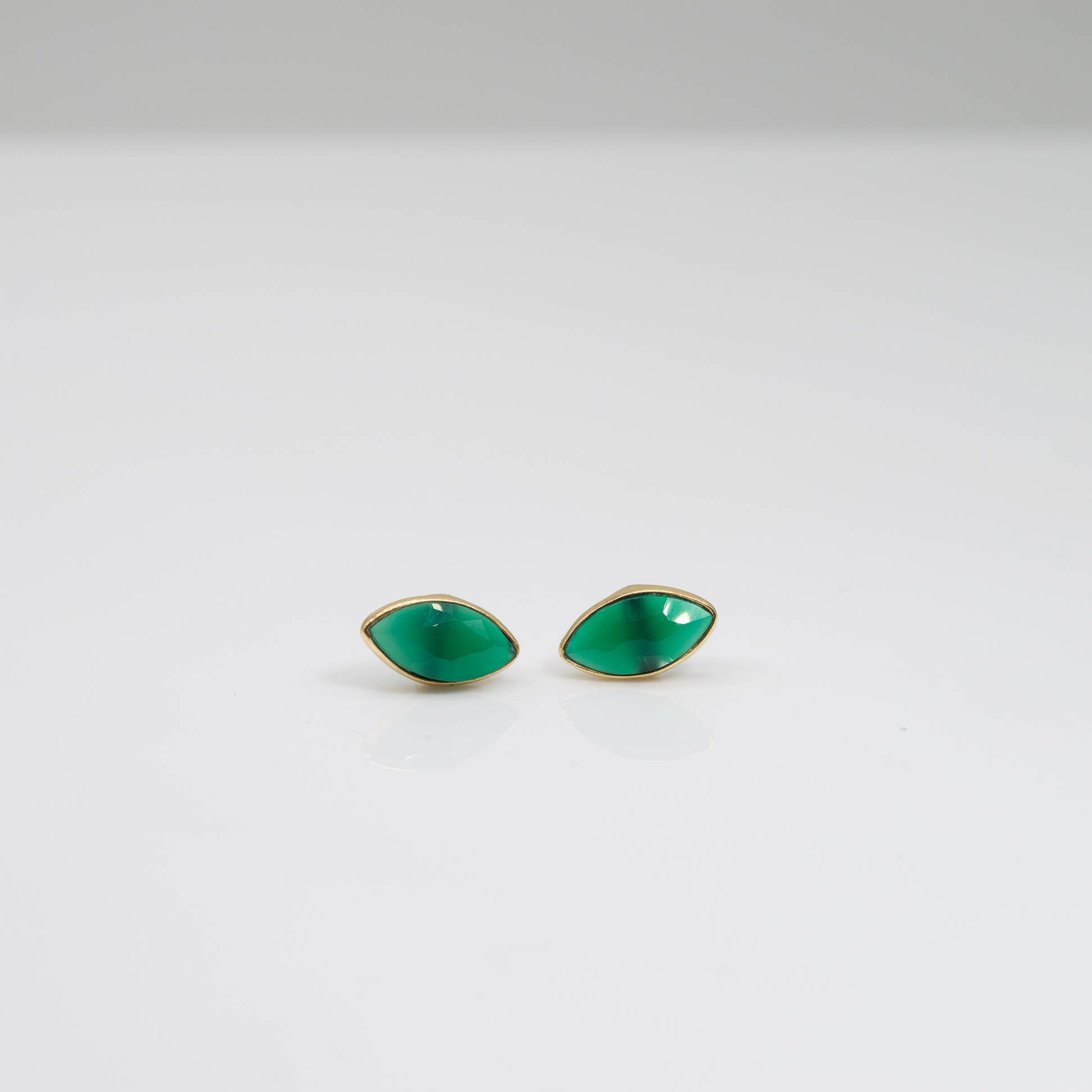 Leslie Francesca Green Onyx Almond Studs