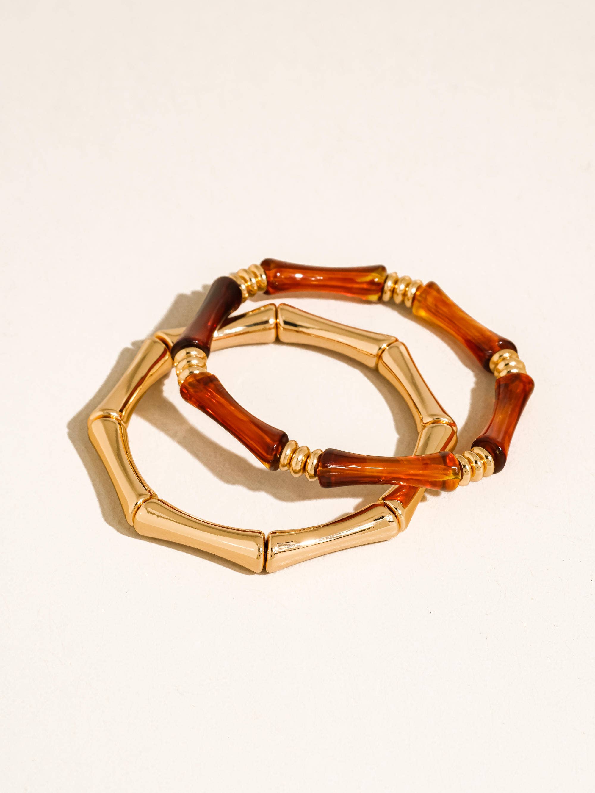 Flânerie Alun 18K Gold Bamboo Resin Bangle Set
