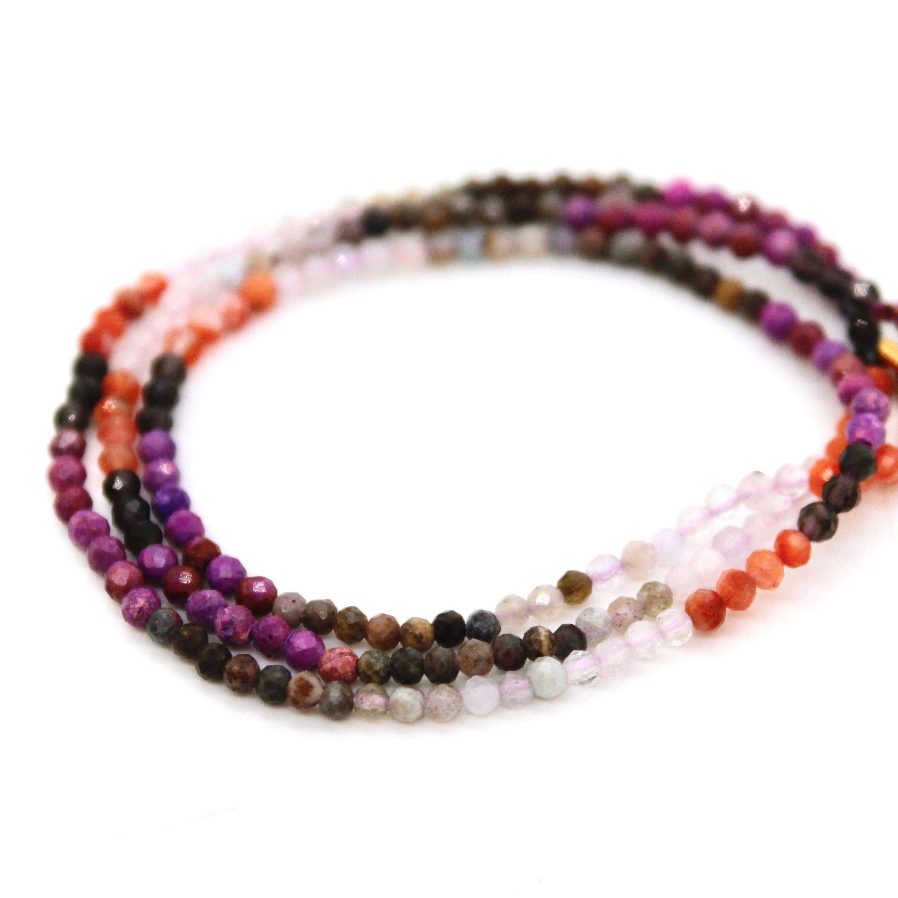Lizou Short Pink Gradient Stone Necklace #8