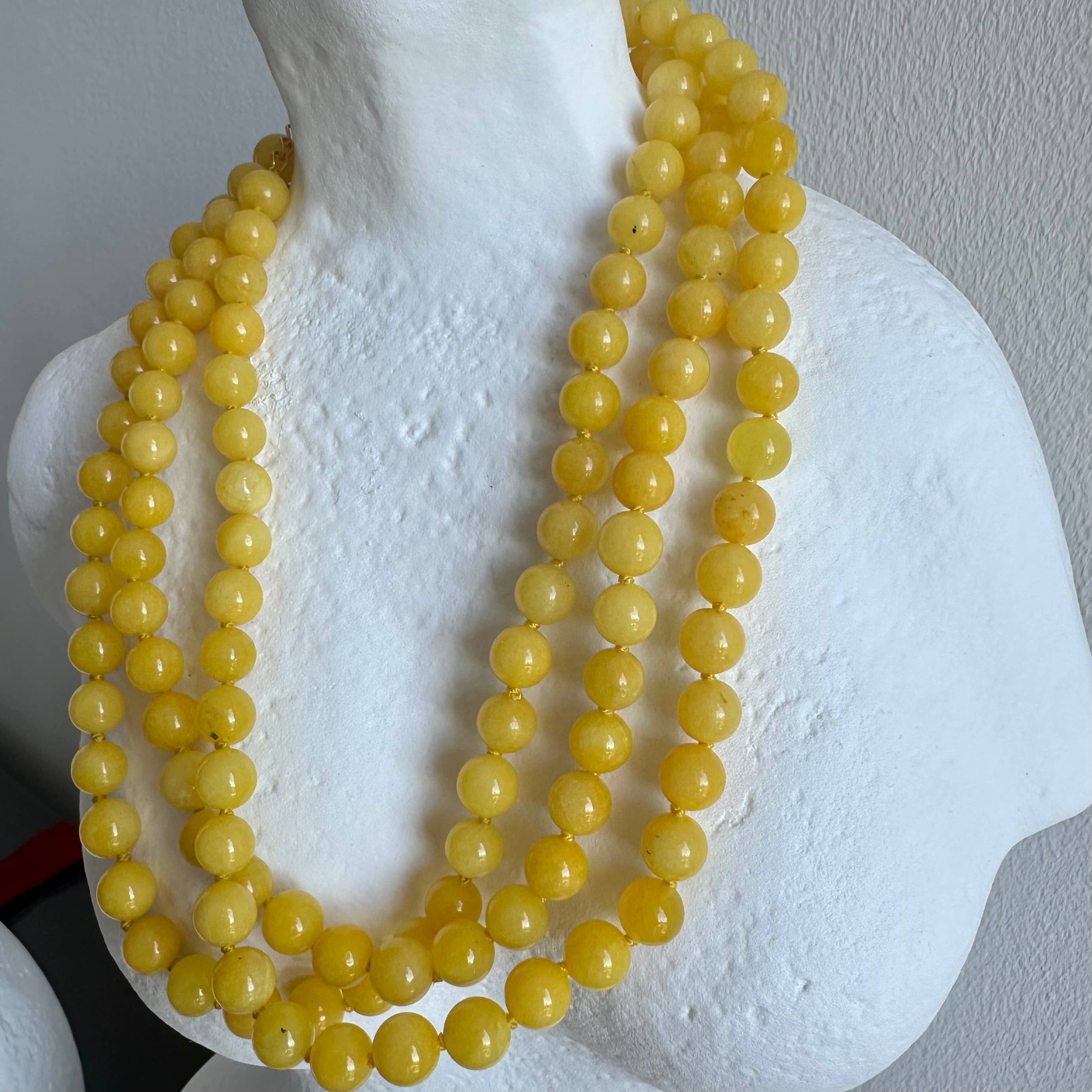 Anokhi Green Yellow Jade Summer Necklace | Knotted Bead NKK44C