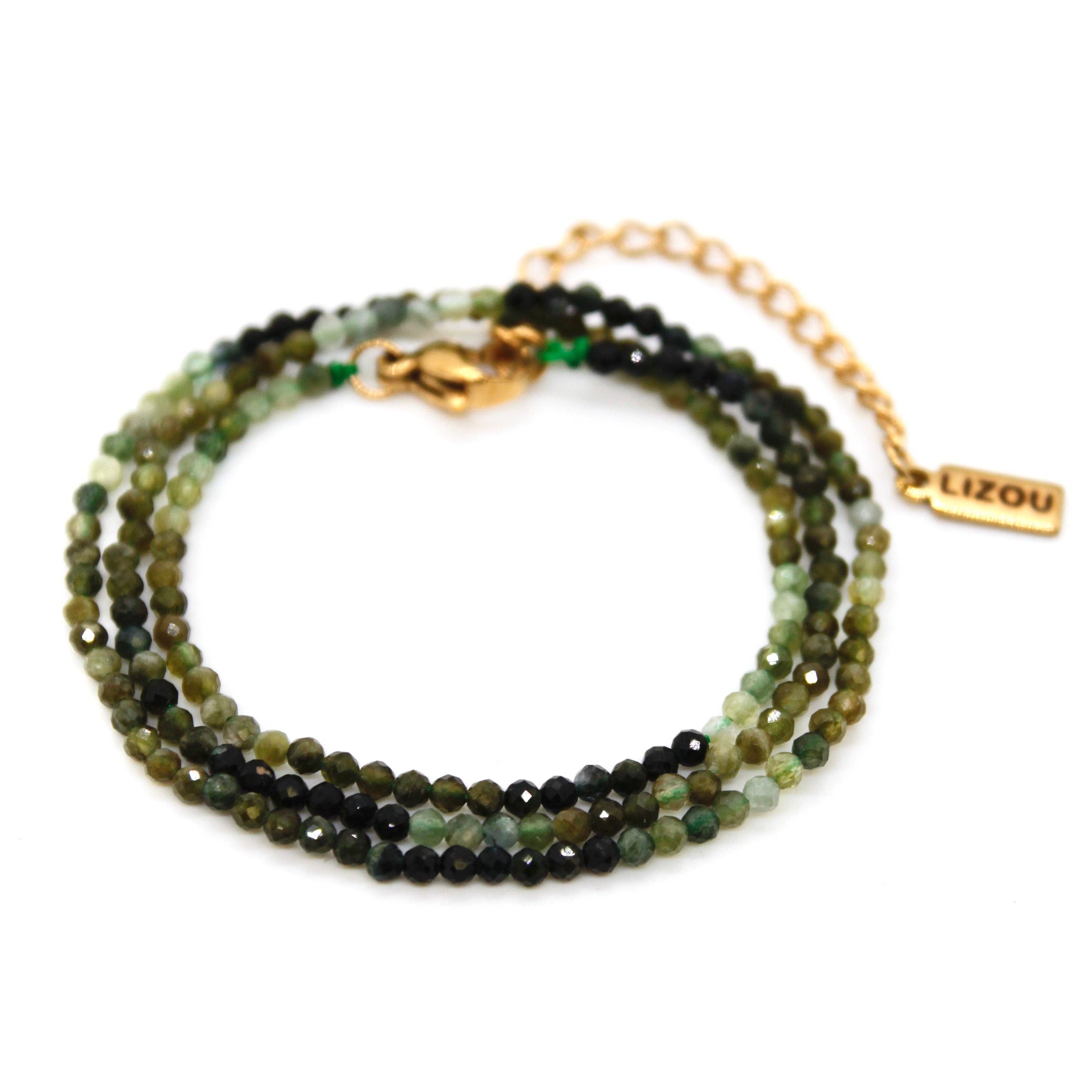Lizou 16" Moss Gradient Stone Necklace #24
