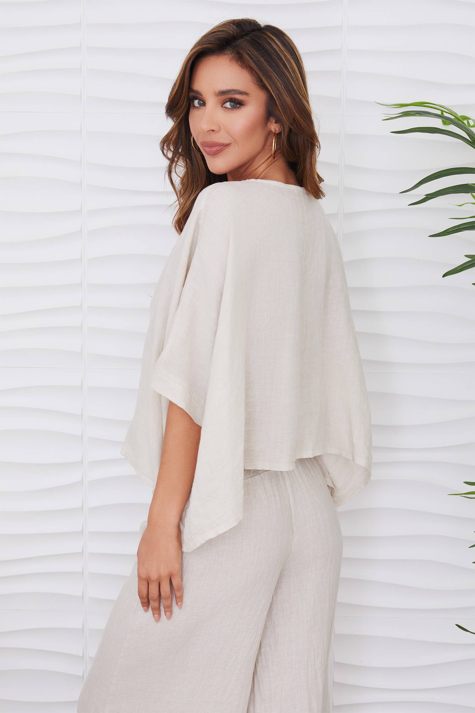 Milio Milano S/S Dolman Linen Top 154101