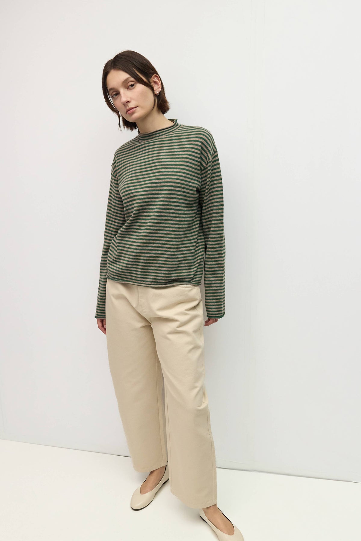 All Row The Cierra Sweater | Striped Mockneck Sweater