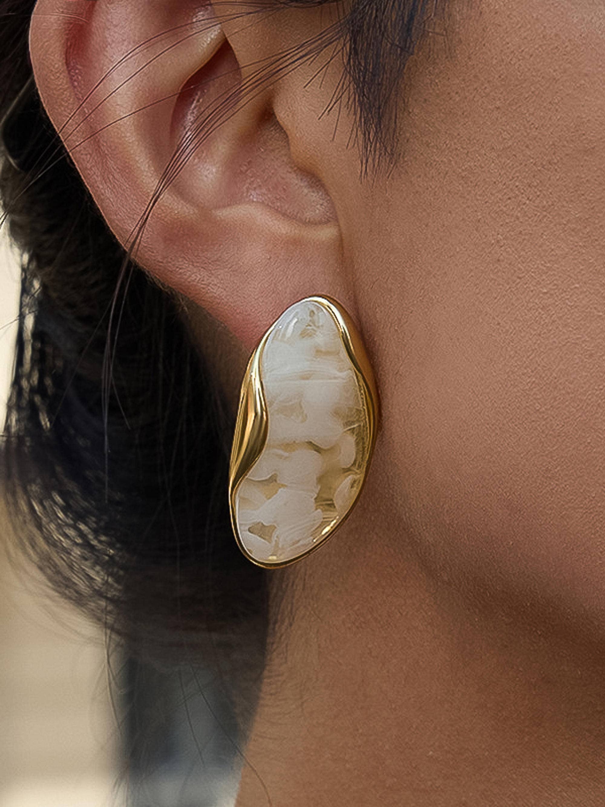 Flânerie Maélie 18K Gold Non-Tarnish Resin Drop Earrings
