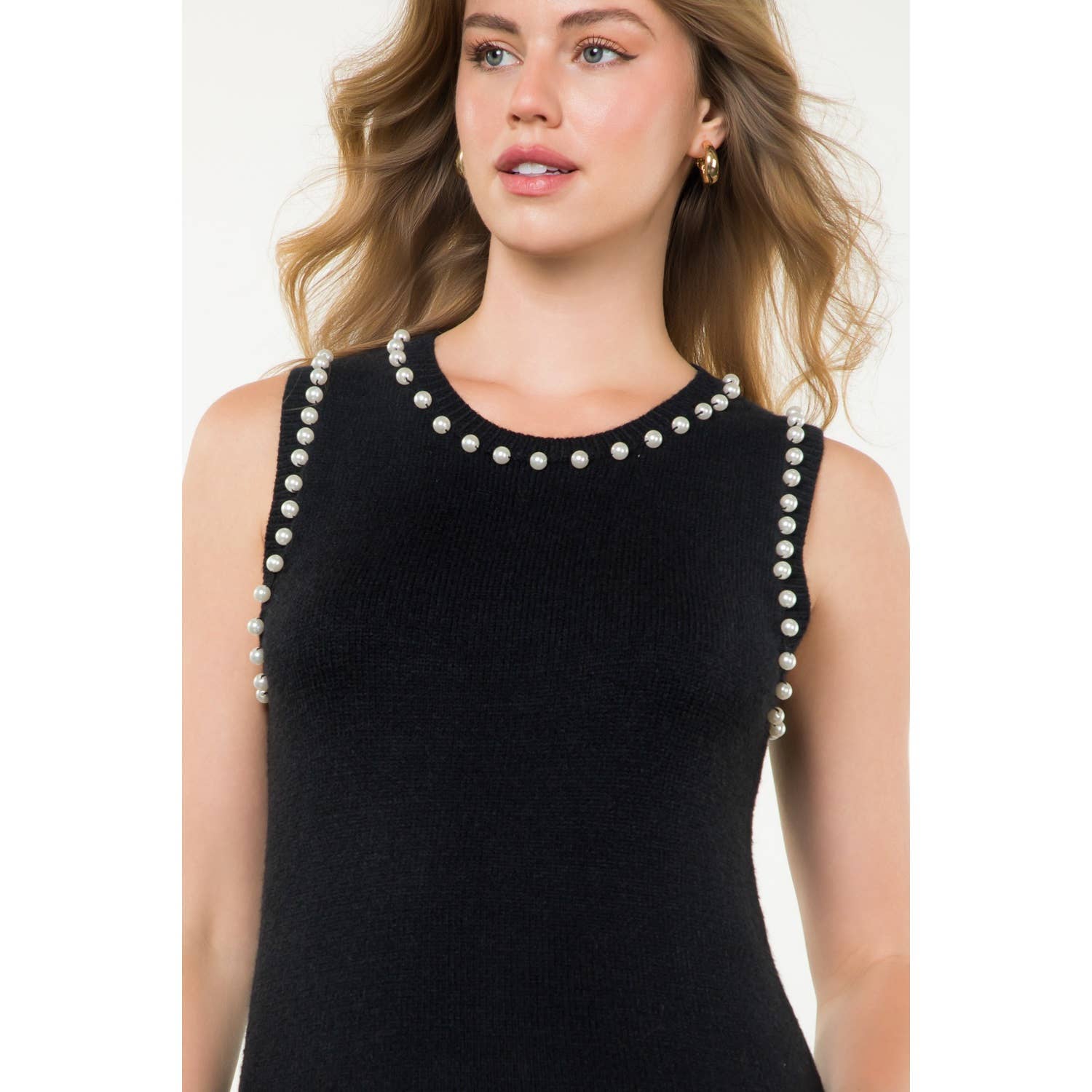 THML Pearl Trim Sleeveless Knit Top WK0208
