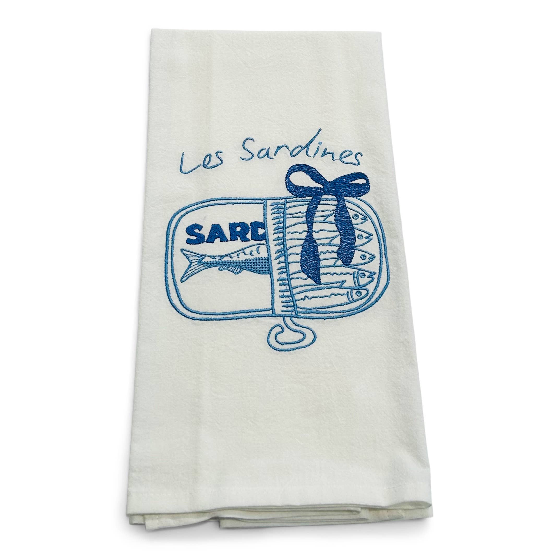 Vibrantly Blue Tea Towel - Les Sardines