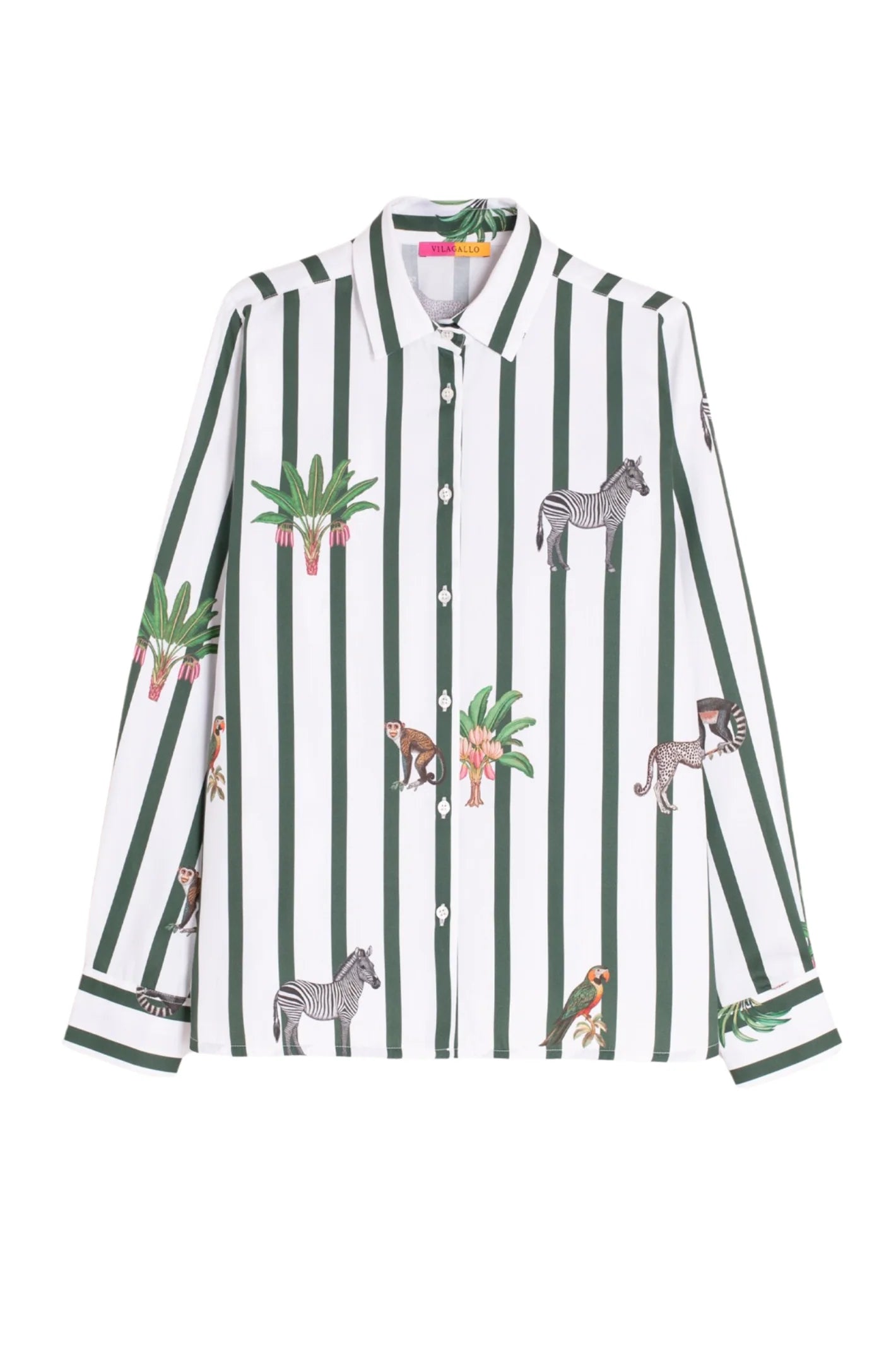Vilagallo Green Stripe Jungle Animal Shirt 33315