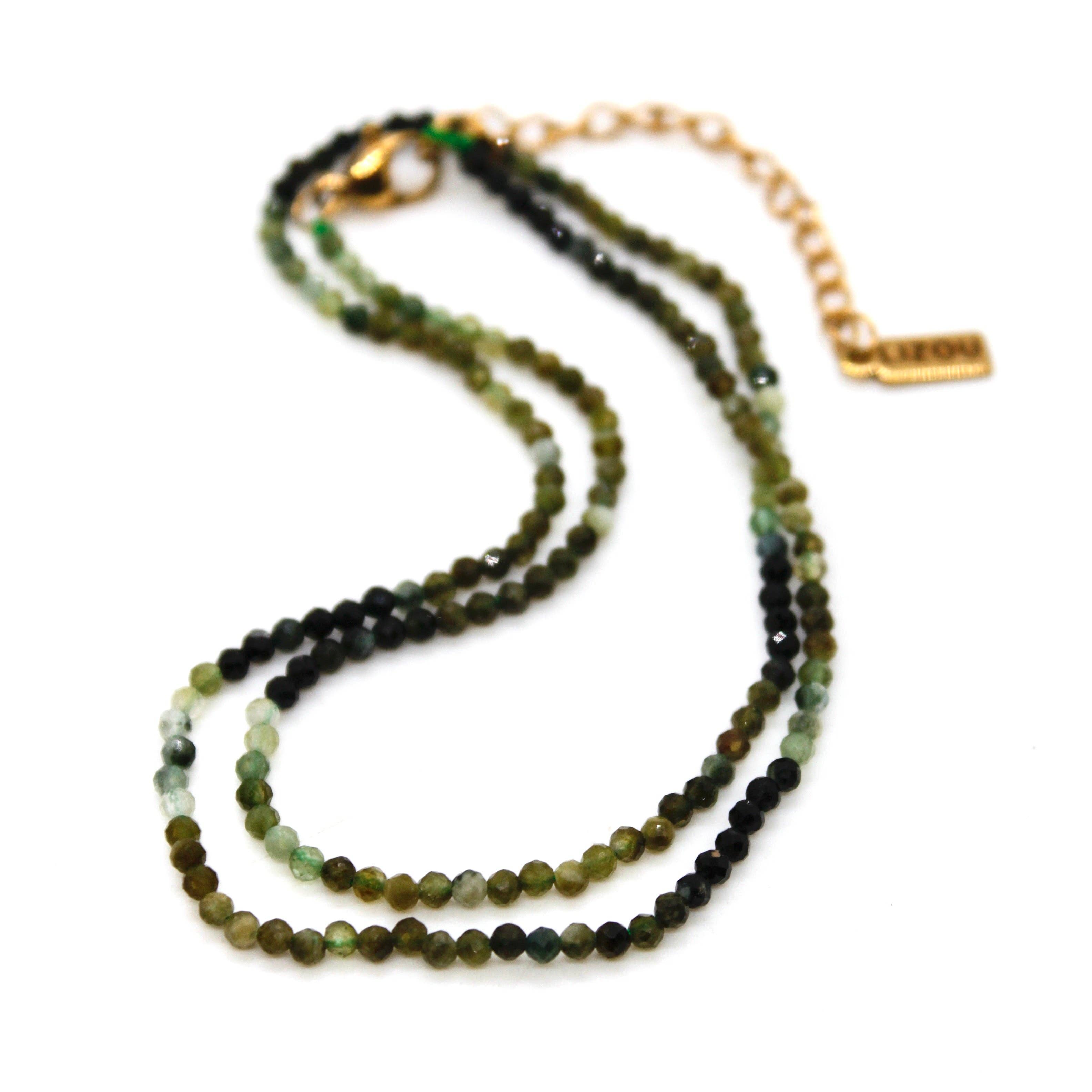 Lizou 16" Moss Gradient Stone Necklace #24