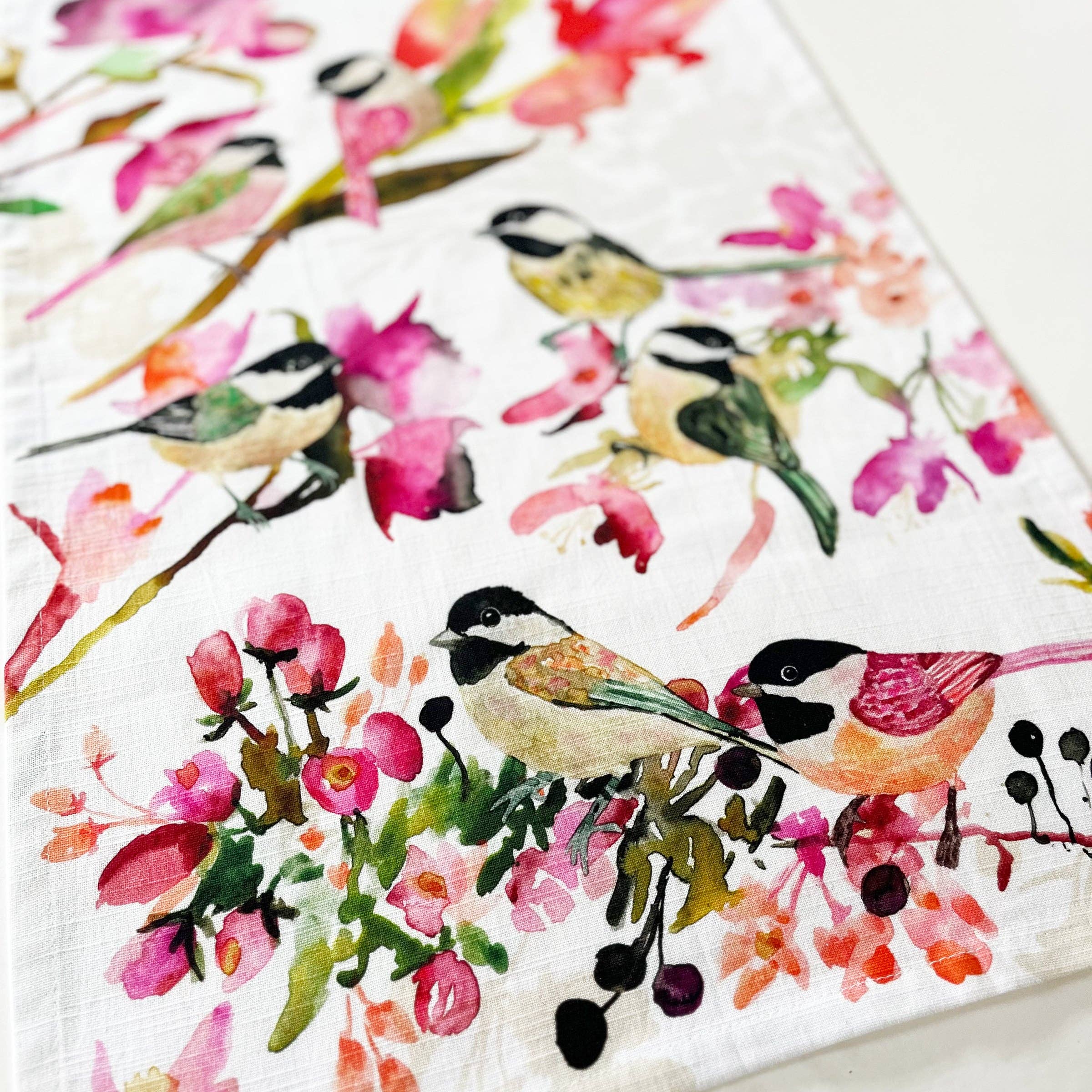 Betsy Olmsted Tea Towel- Chickadees