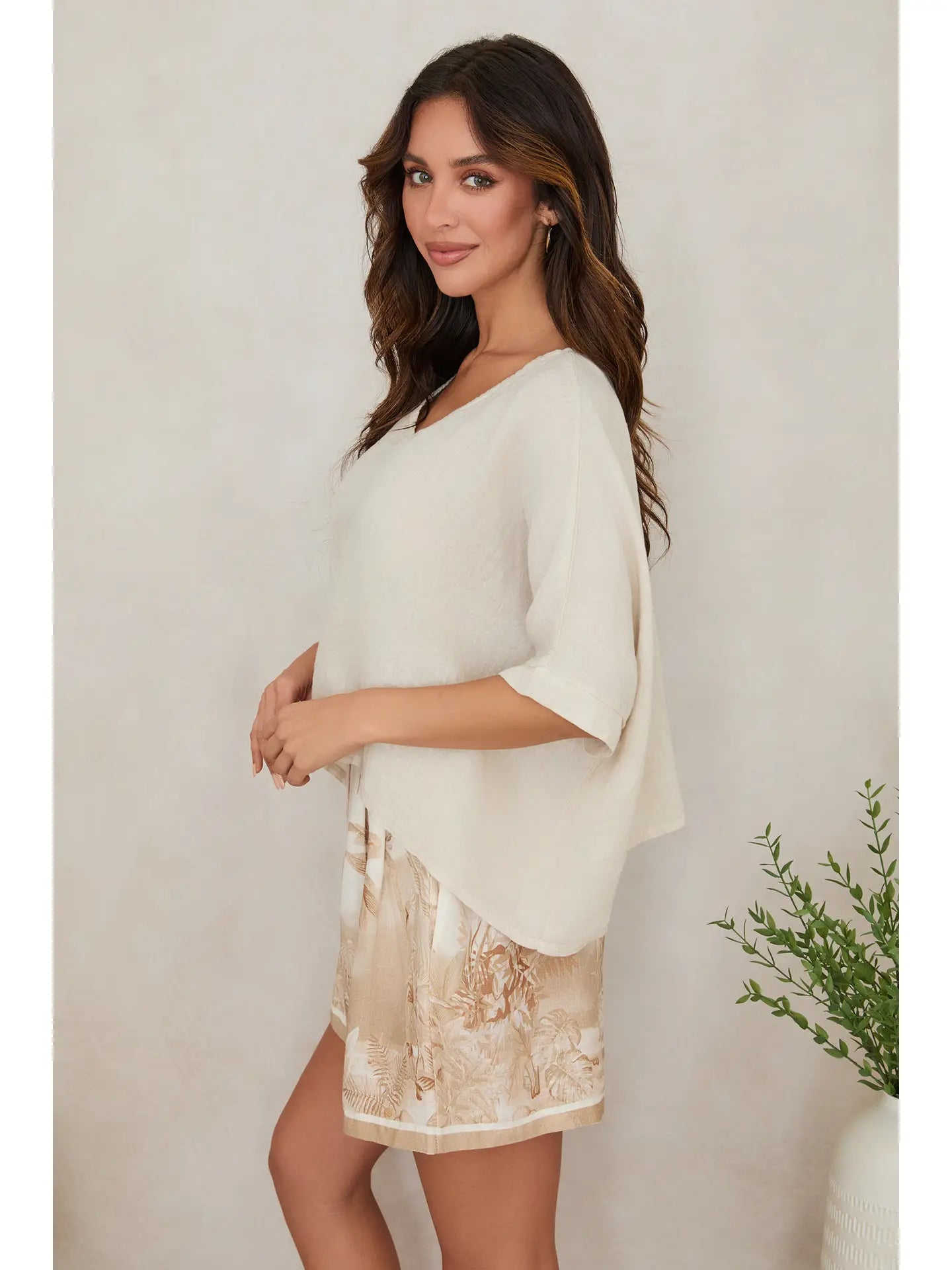 Milio Milano S/S Dolman Linen Top