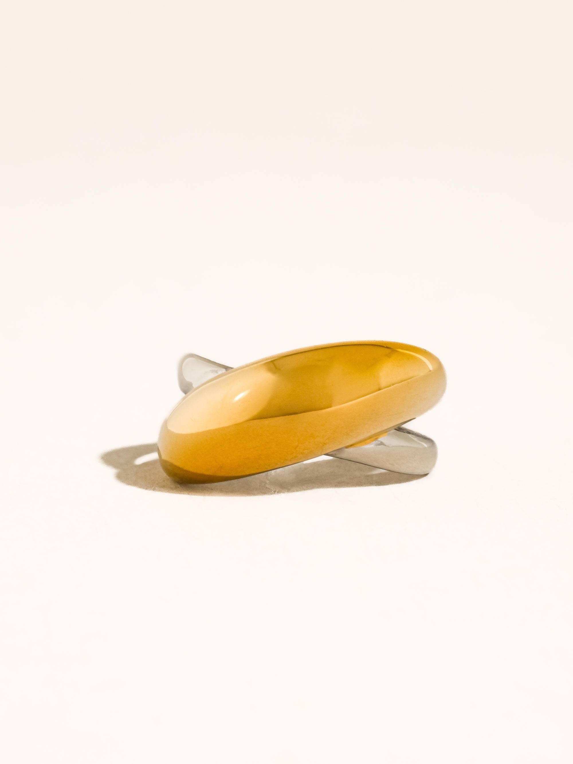 Flânerie Almare 18K Gold Non-Tarnish Two Tone Dome Band Ring