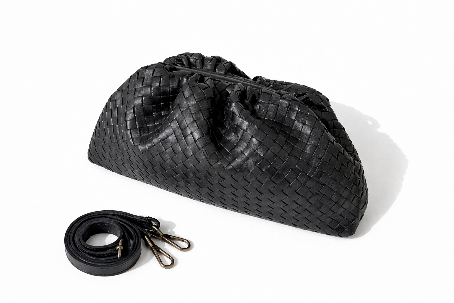 Italian Leather Collection Large Woven Nappa Pouch ILCNWP03