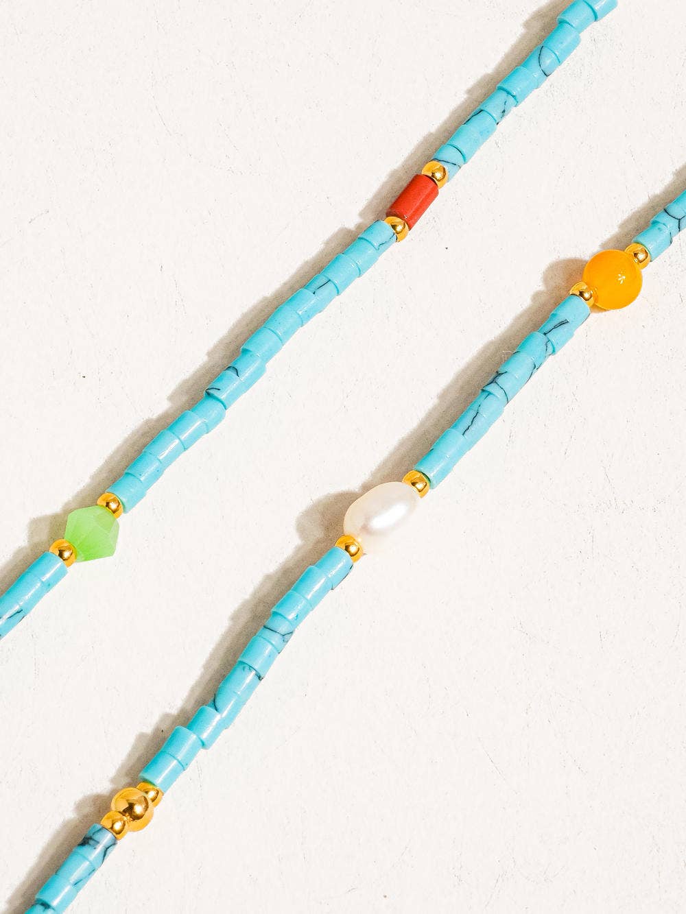 Flânerie Calise Boho Handmade Blue Turquoise Stone Beaded Necklace