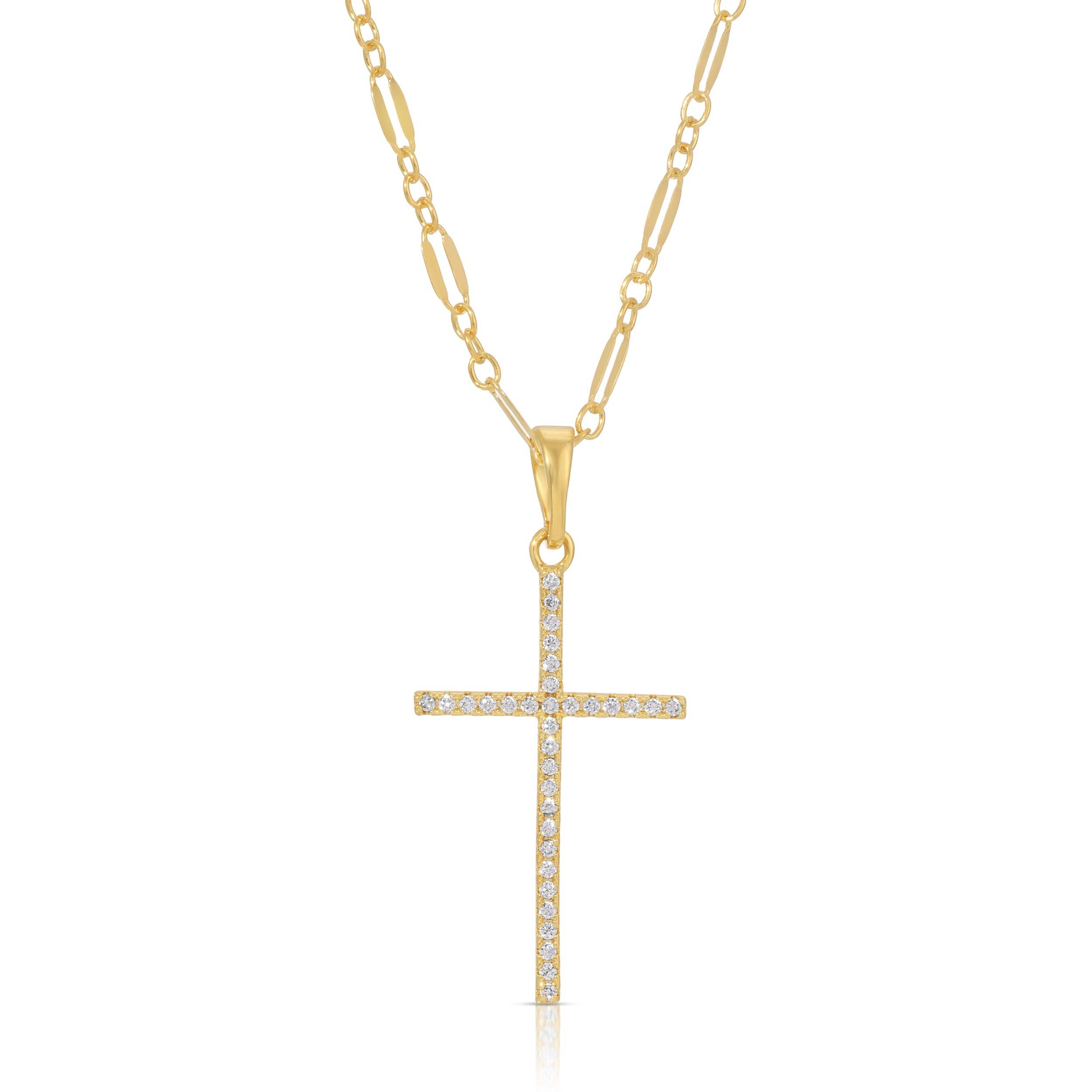 Joy Dravecky CZ Whisper Cross Necklace