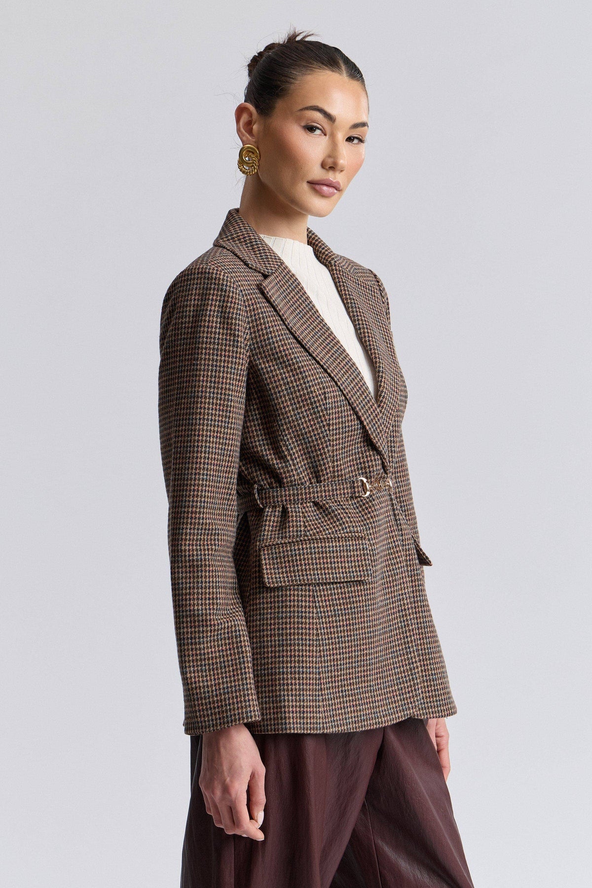 Avec Les Filles Houndstooth Belted Blazer 86686