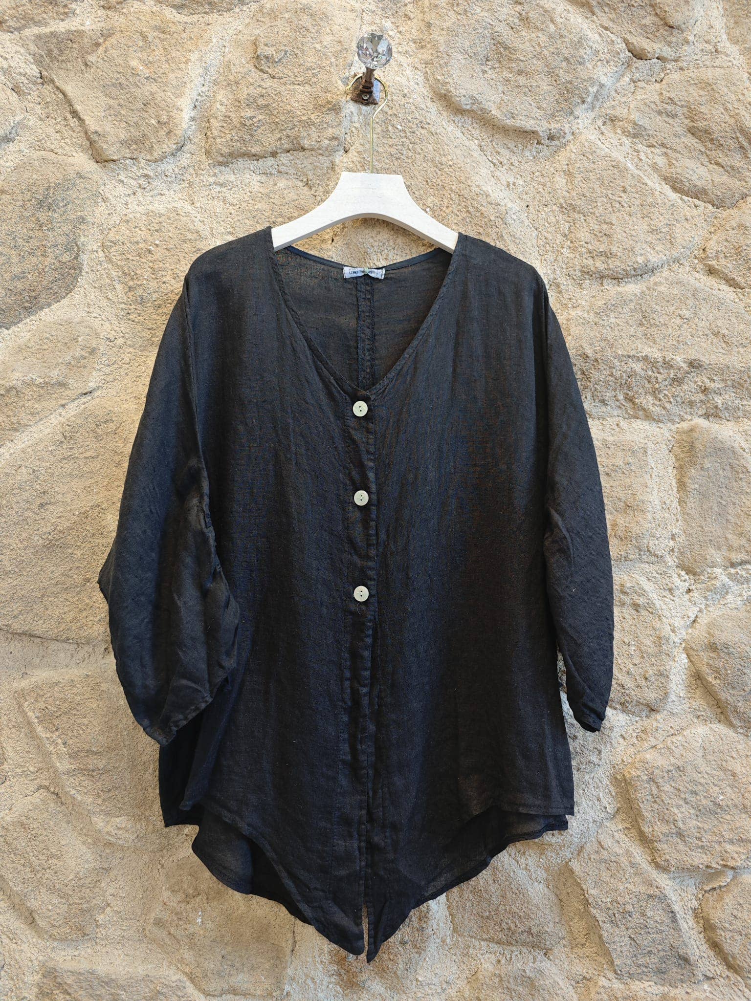 European Linen Button Up Blouse 83741