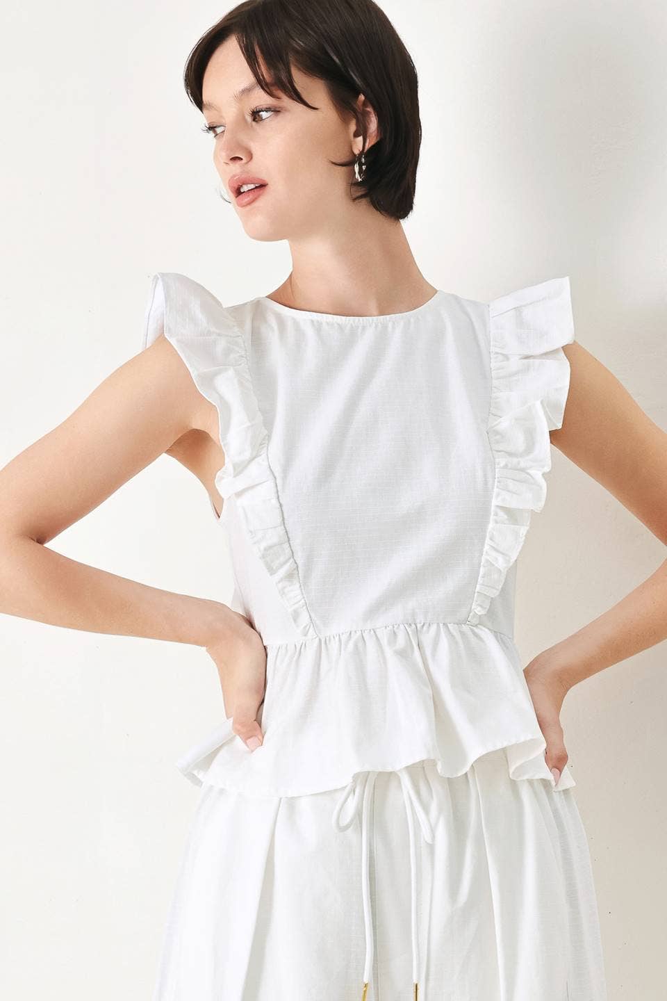 Flying Tomato Solid Woven Top FT1815B-A