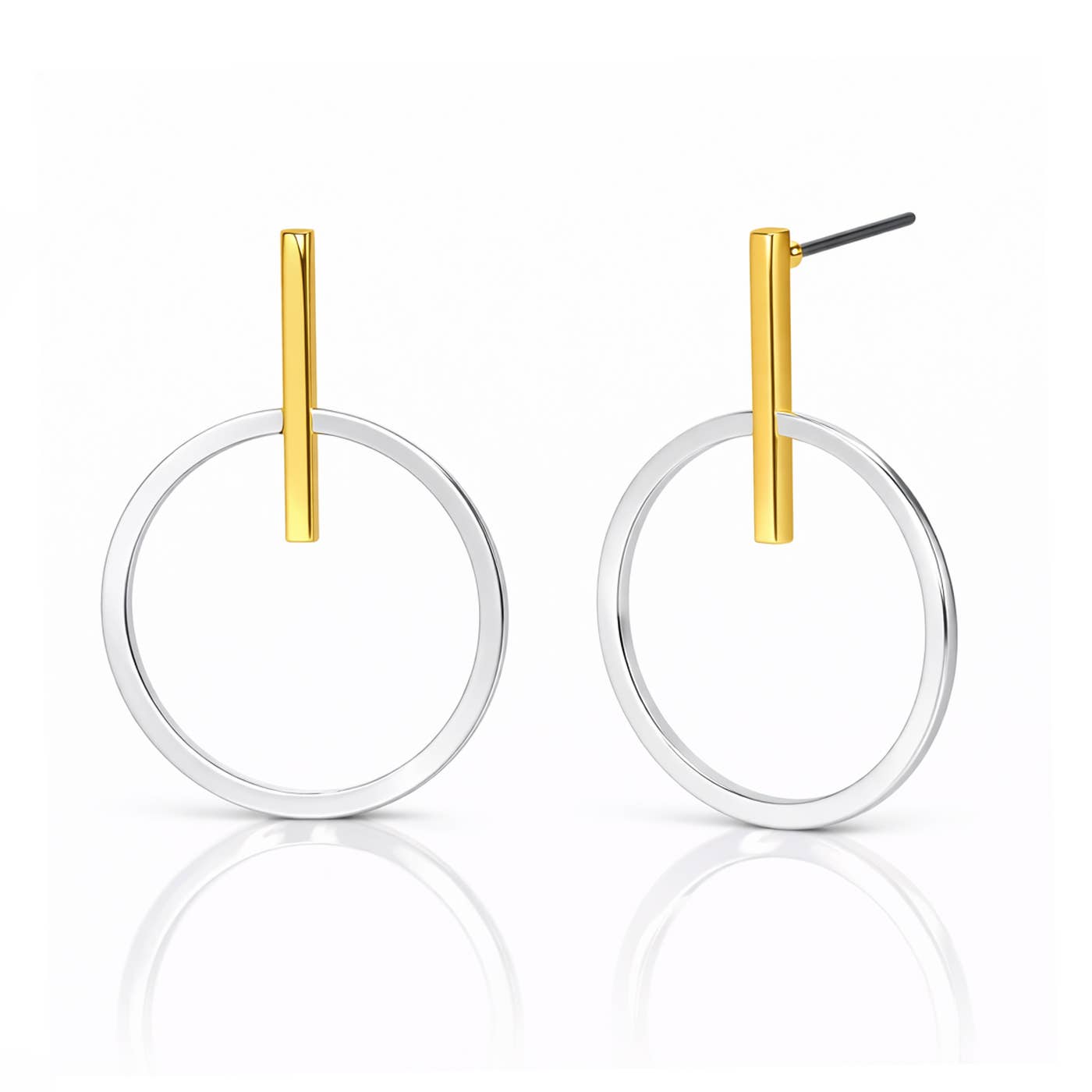 Tai Jewelry Two Tone Open Circle Drop Earring TJE-342