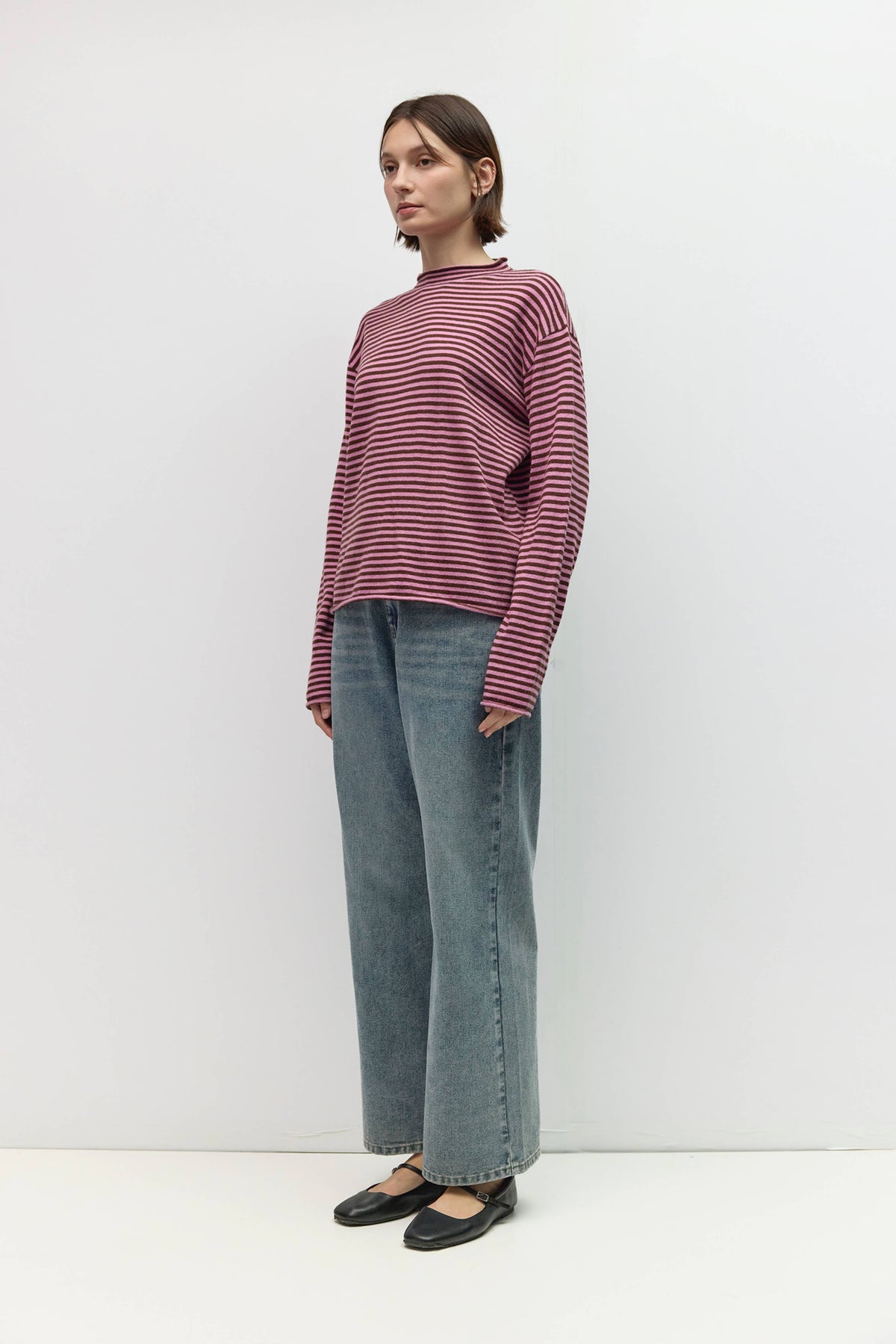 All Row The Cierra Sweater | Striped Mockneck Sweater