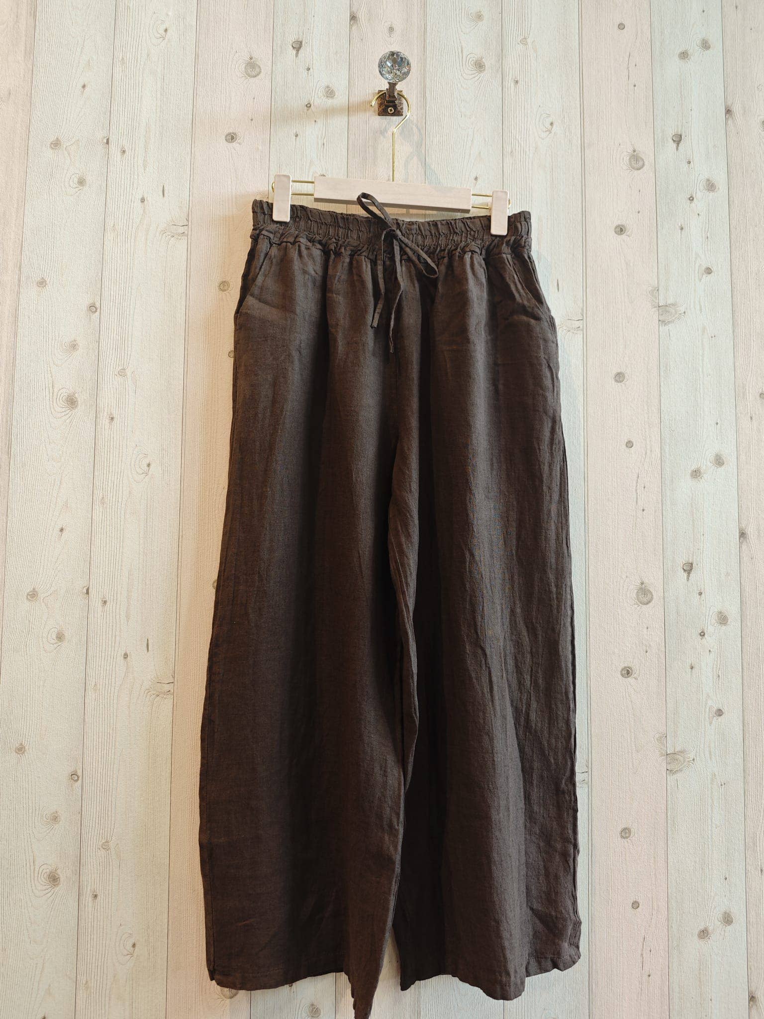 European Linen Straight Leg Pants 15837