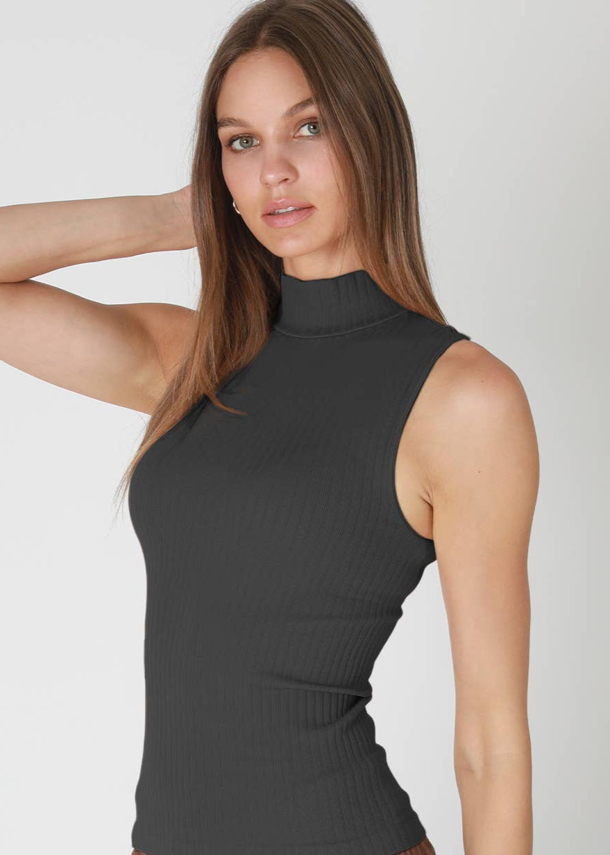 Nikibiki Wide Ribbed Mockneck Sleeveless Top NS8427