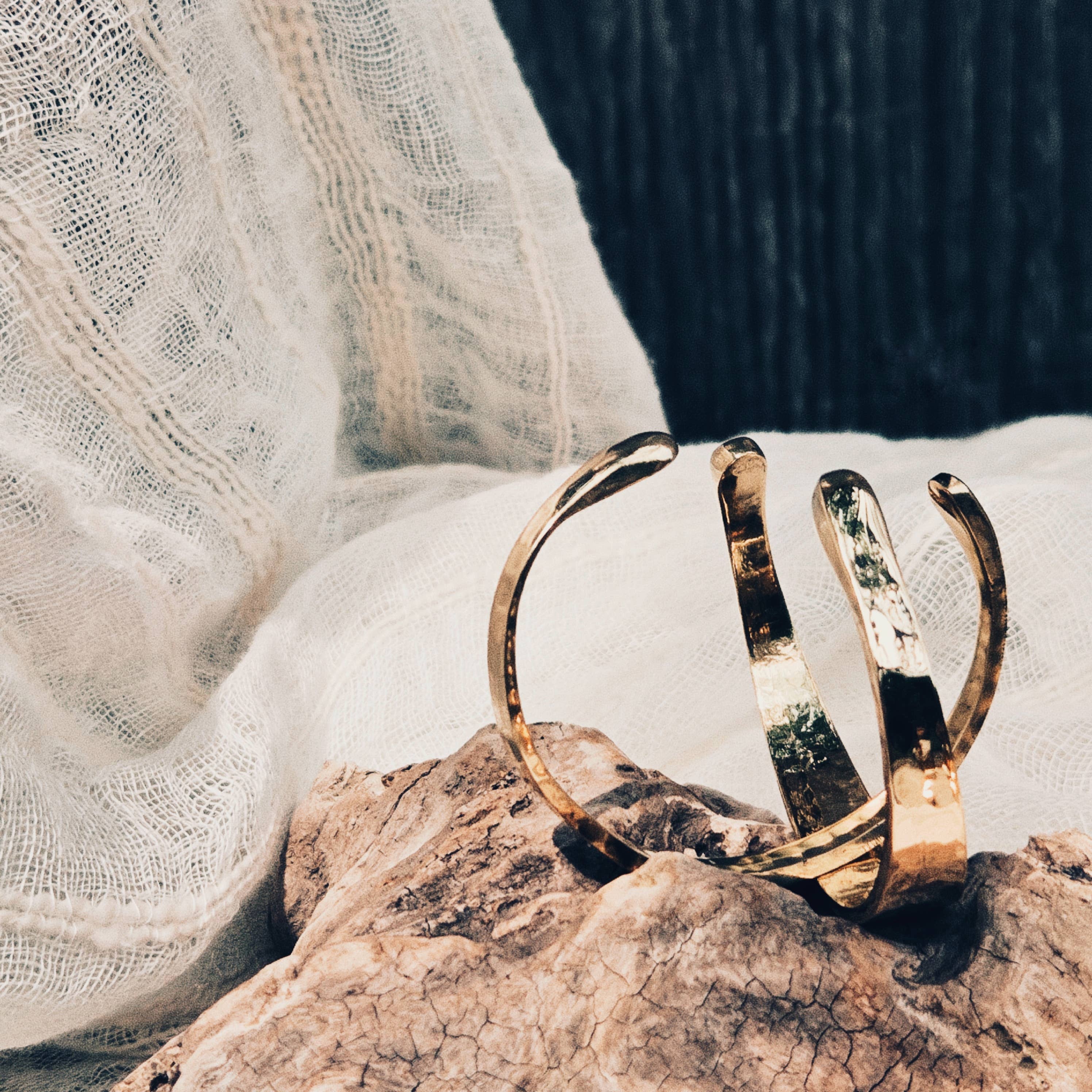 Bisjoux Brass Hammered Taureg Band Cuff Bangle Bracelet