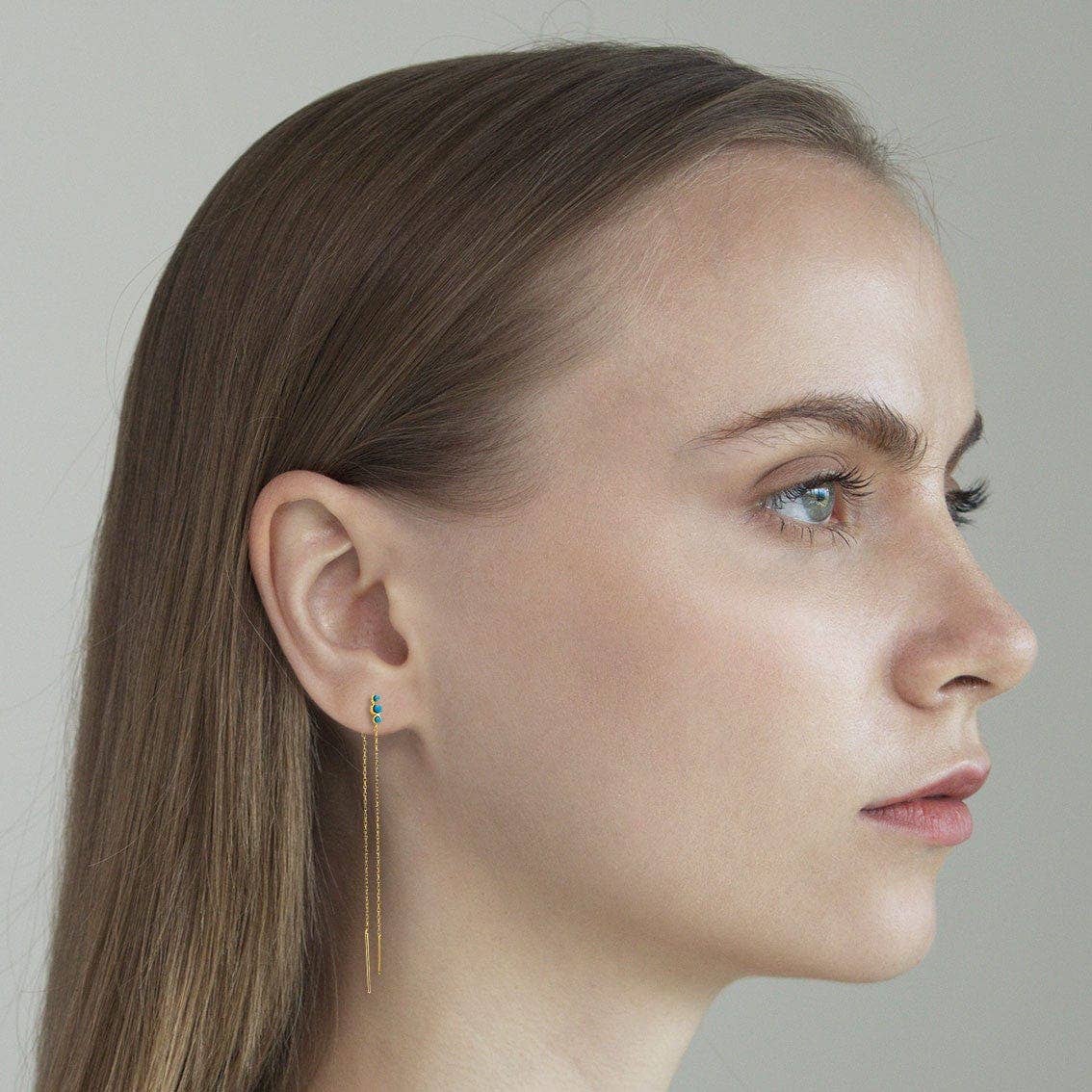 Triple Stone Threader Earring PE-7527