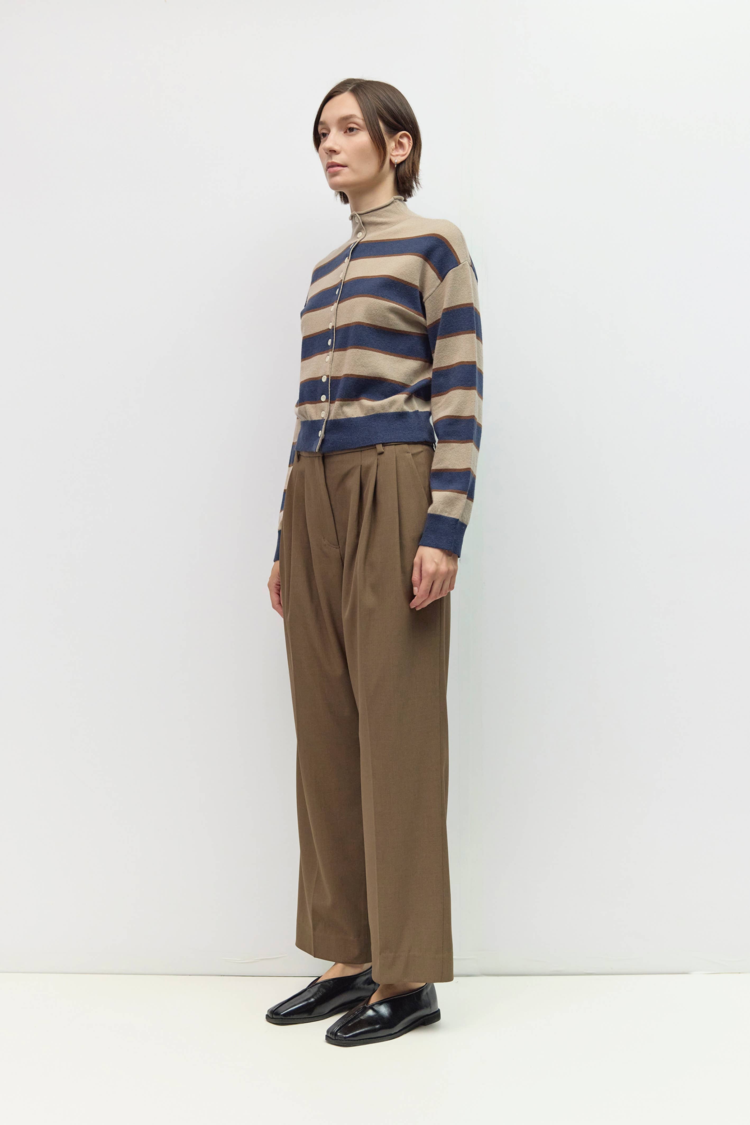 Mod Ref The Claude Striped Turtleneck Cardigan