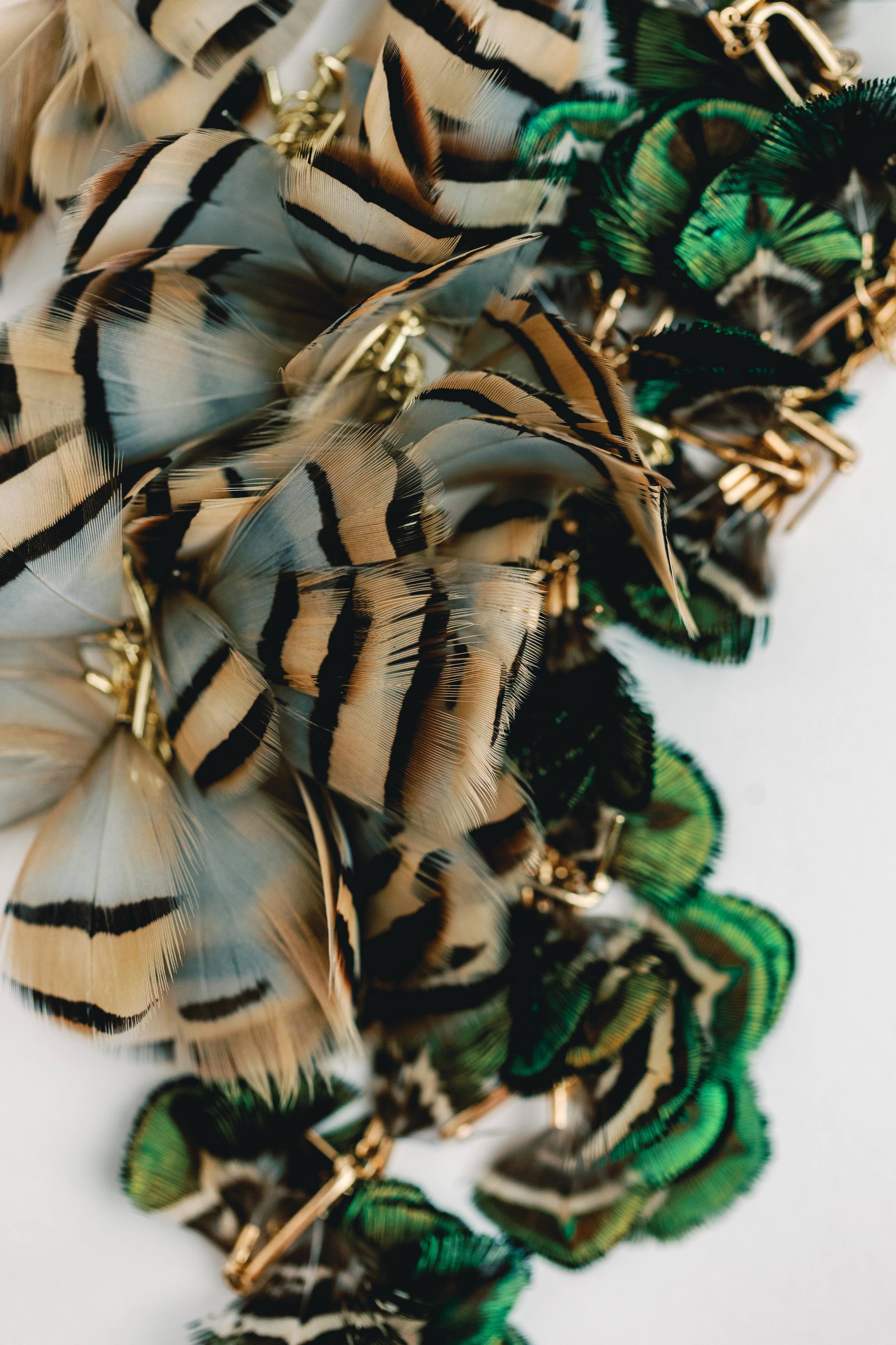 St. Armands Designs of Sarasota Brown Striped Fall Feather Statement Tassel Earrings SAD209