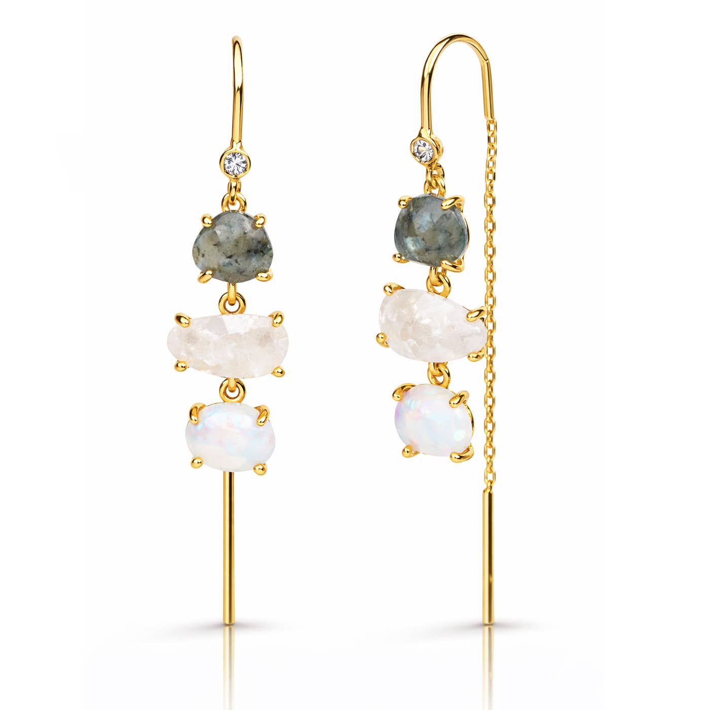 Tai Jewelry Triple Stone Threader PE-9250