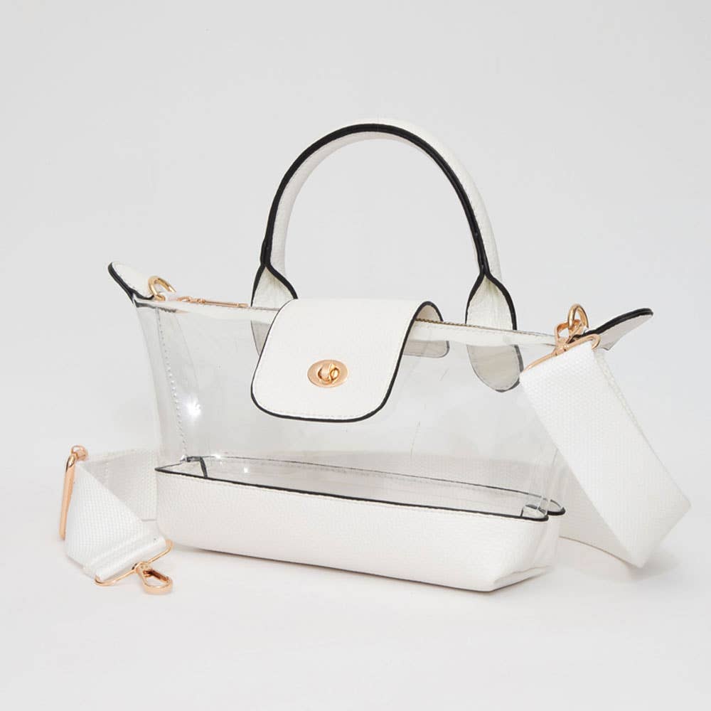 Catherine's Game Day Faux Leather Compact Transparent Top Handle Crossbody Bag