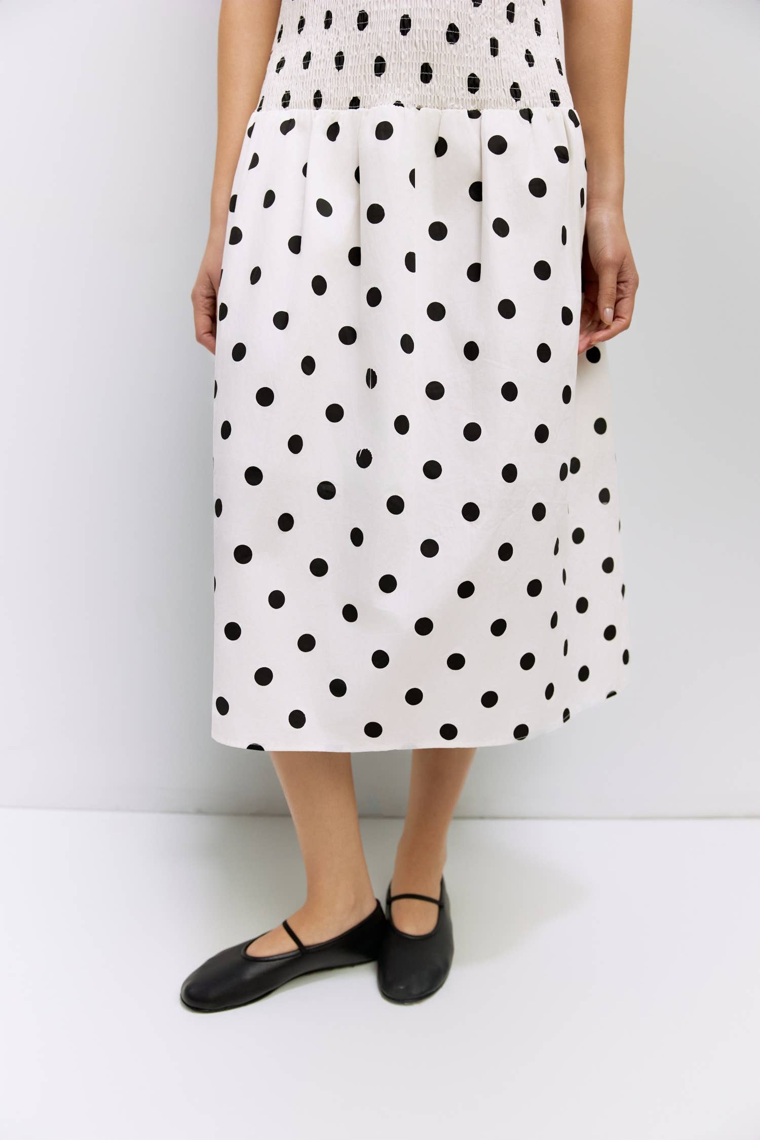 All Row The Natalie Dress | Smocked Polka Dot Midi Dress