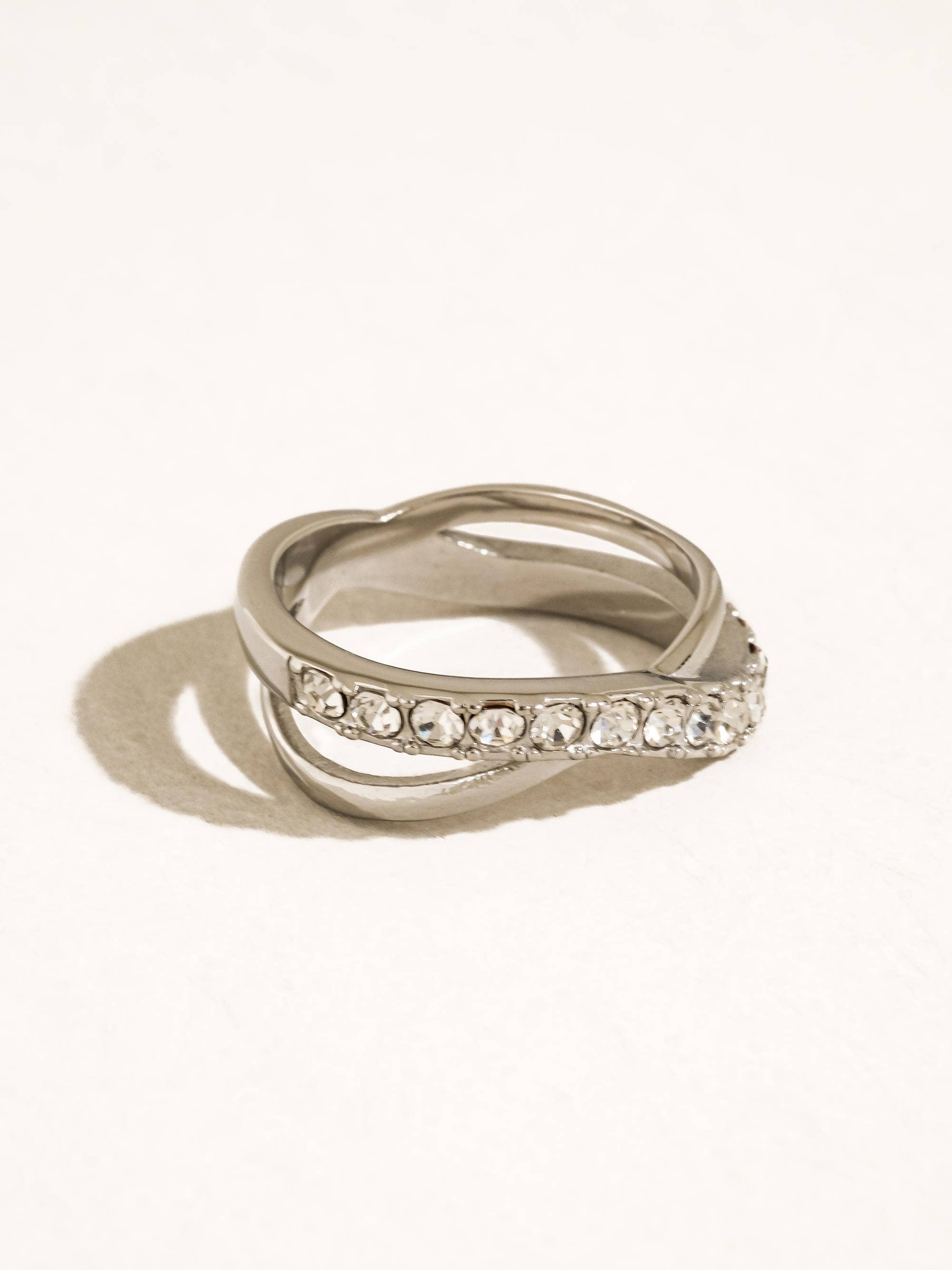 Flânerie Rue 18K Gold Non-Tarnish CZ Crossover Ring