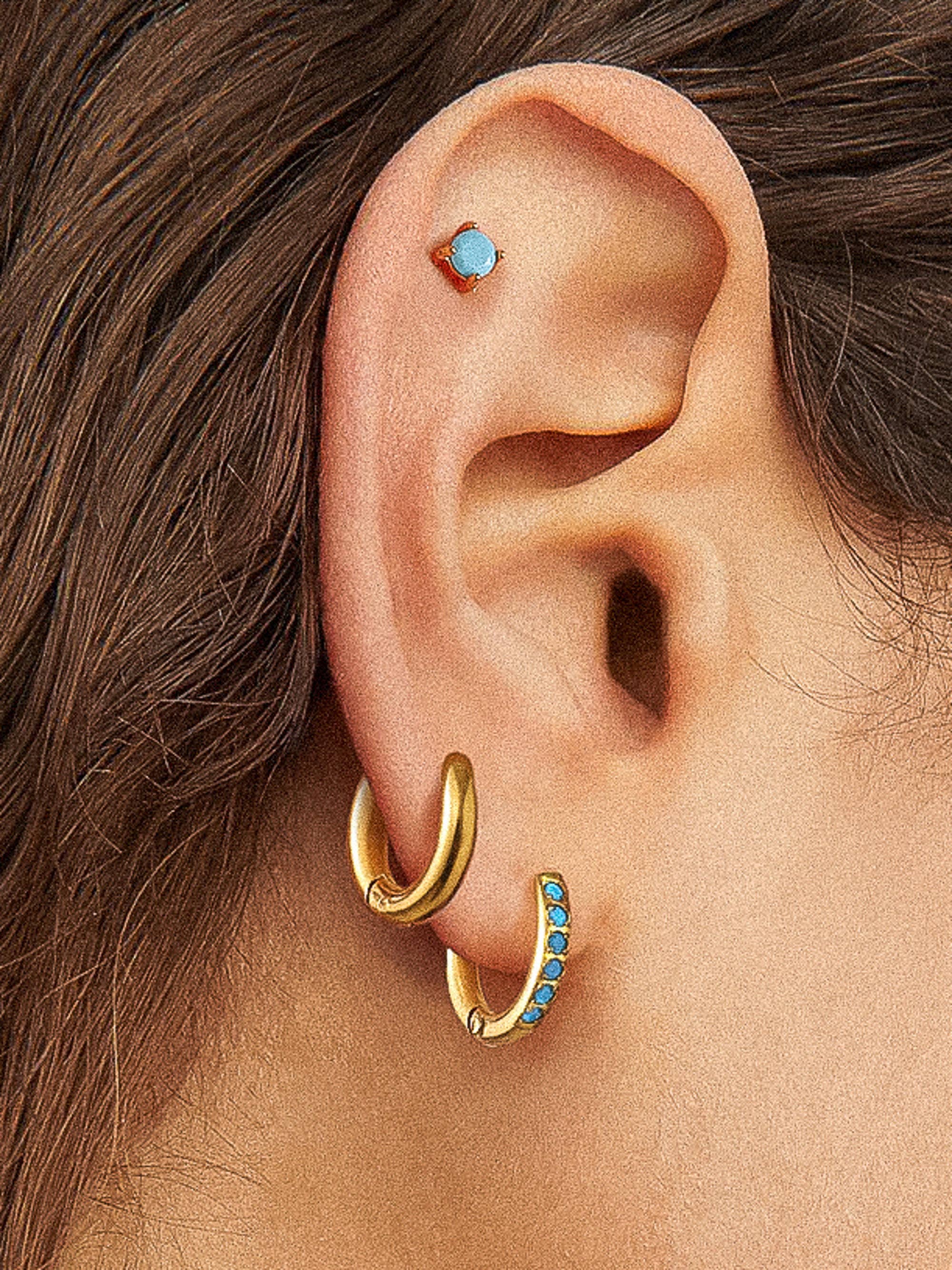 Flânerie Ivalo 18K Gold Turquoise Huggie Earring Set