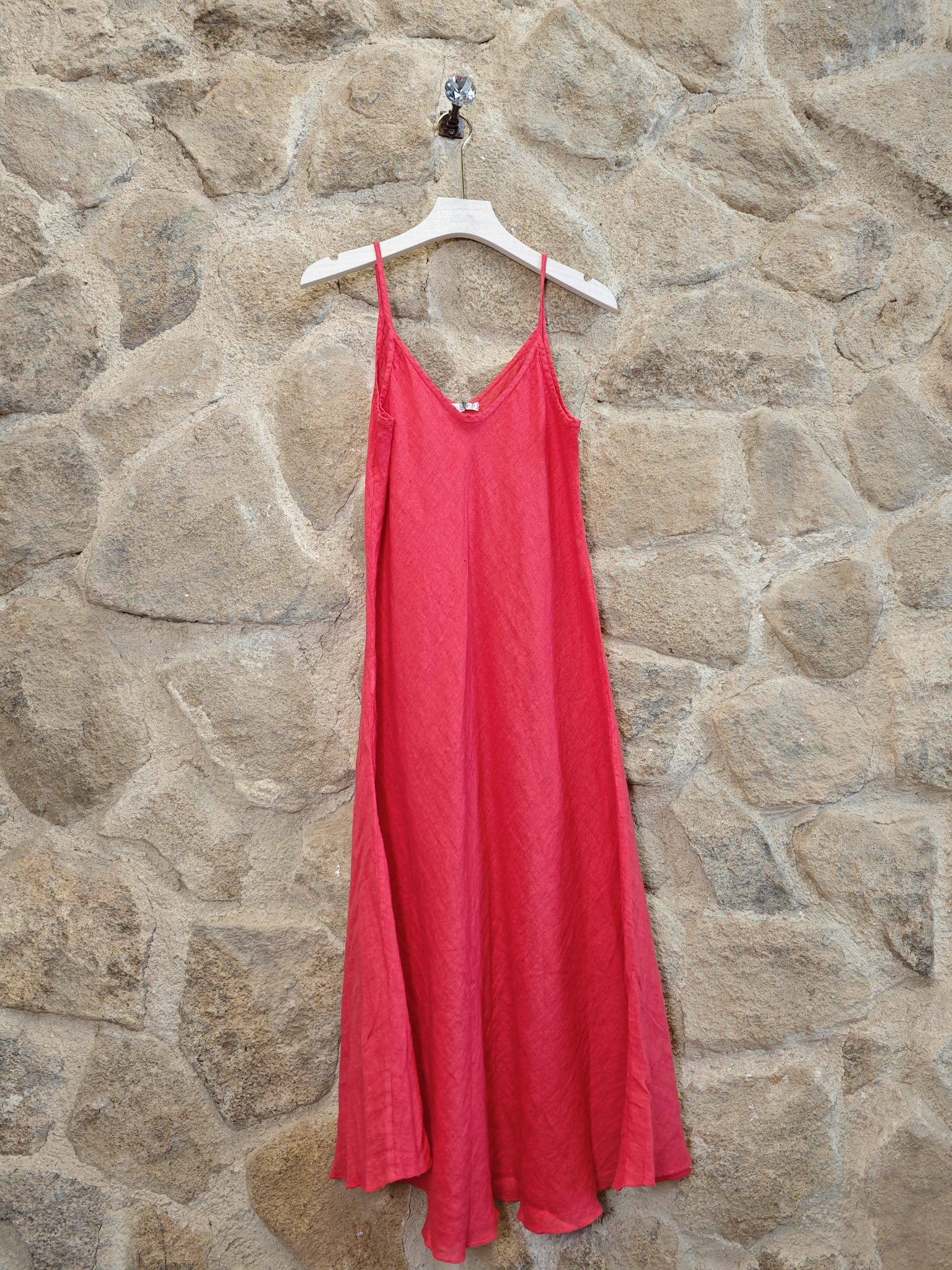 European Linen Thin Strap Long Dress 33221