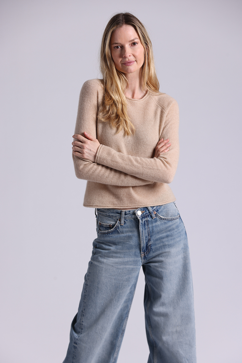 Minnie Rose Sheer Luxury Cashmere Raglan Crew 9705