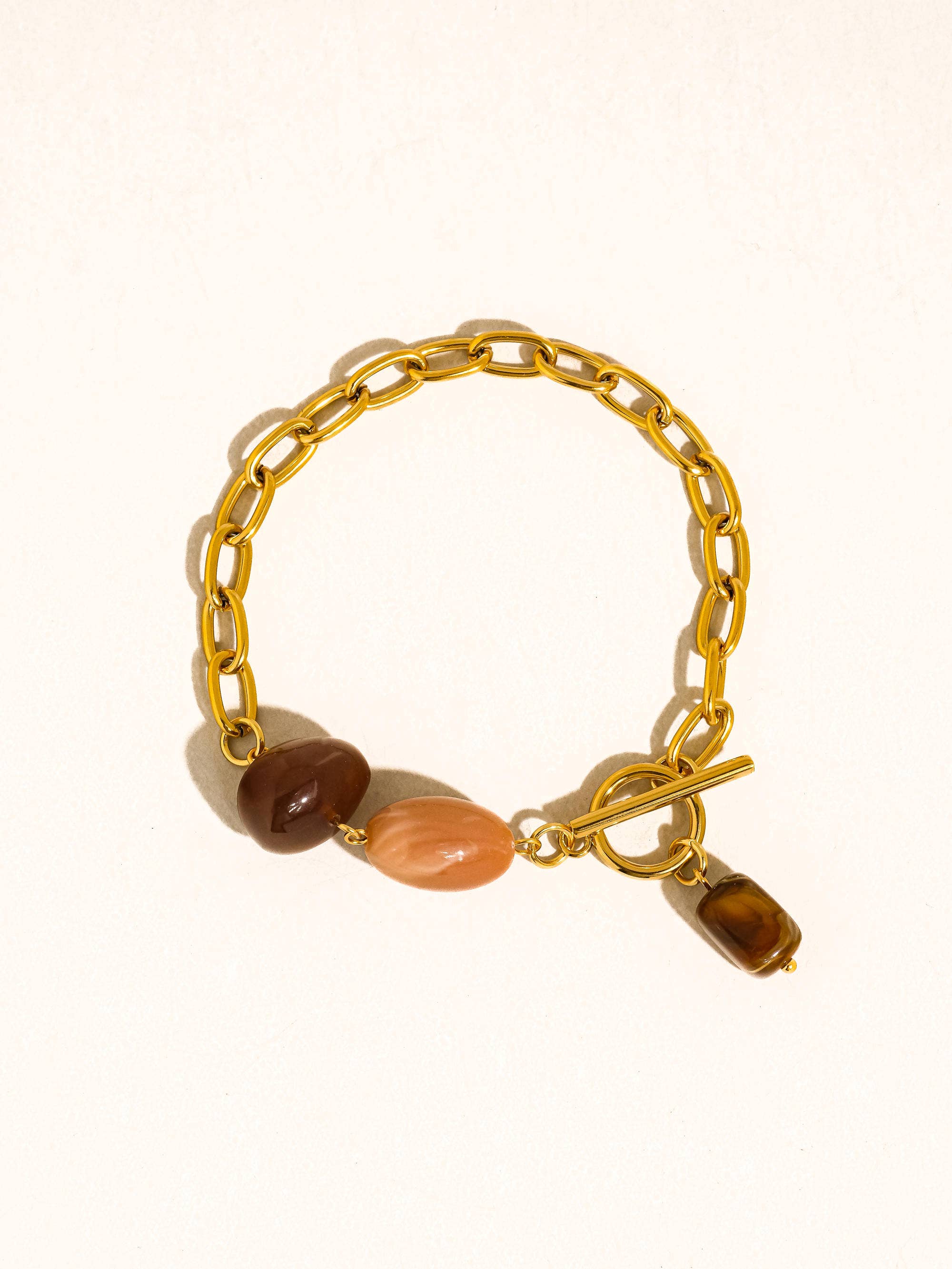 Flânerie Kenlie 18K Gold Non-Tarnish Agate Charm Bracelet