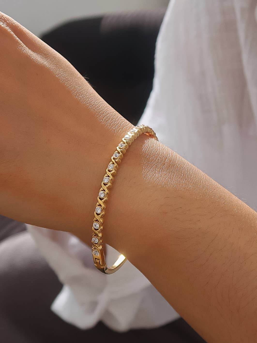 Flânerie Séraphie 18K Gold Non-Tarnish CZ Cuff Bracelet