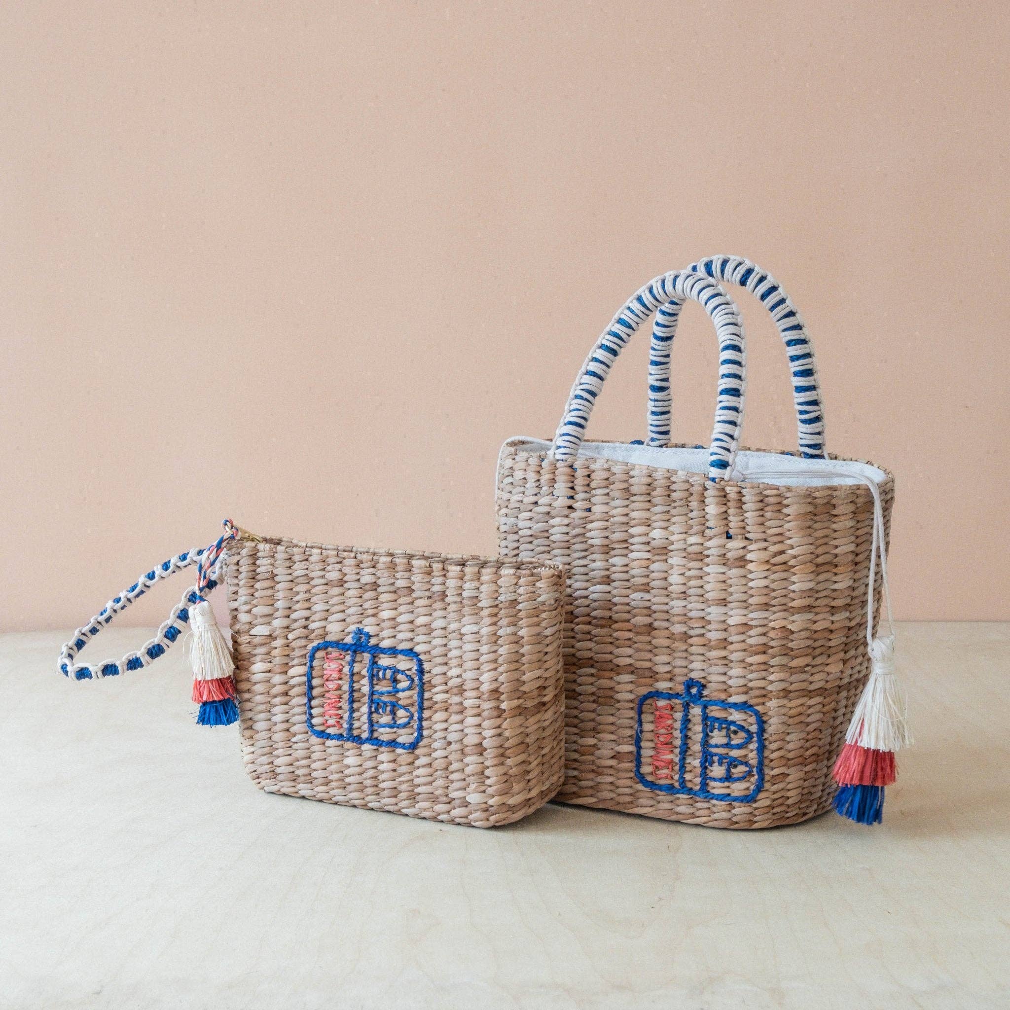 Mini Woven Tote Bag with Embroidered Sardine Can – Artisan Tote | LIKHÂ