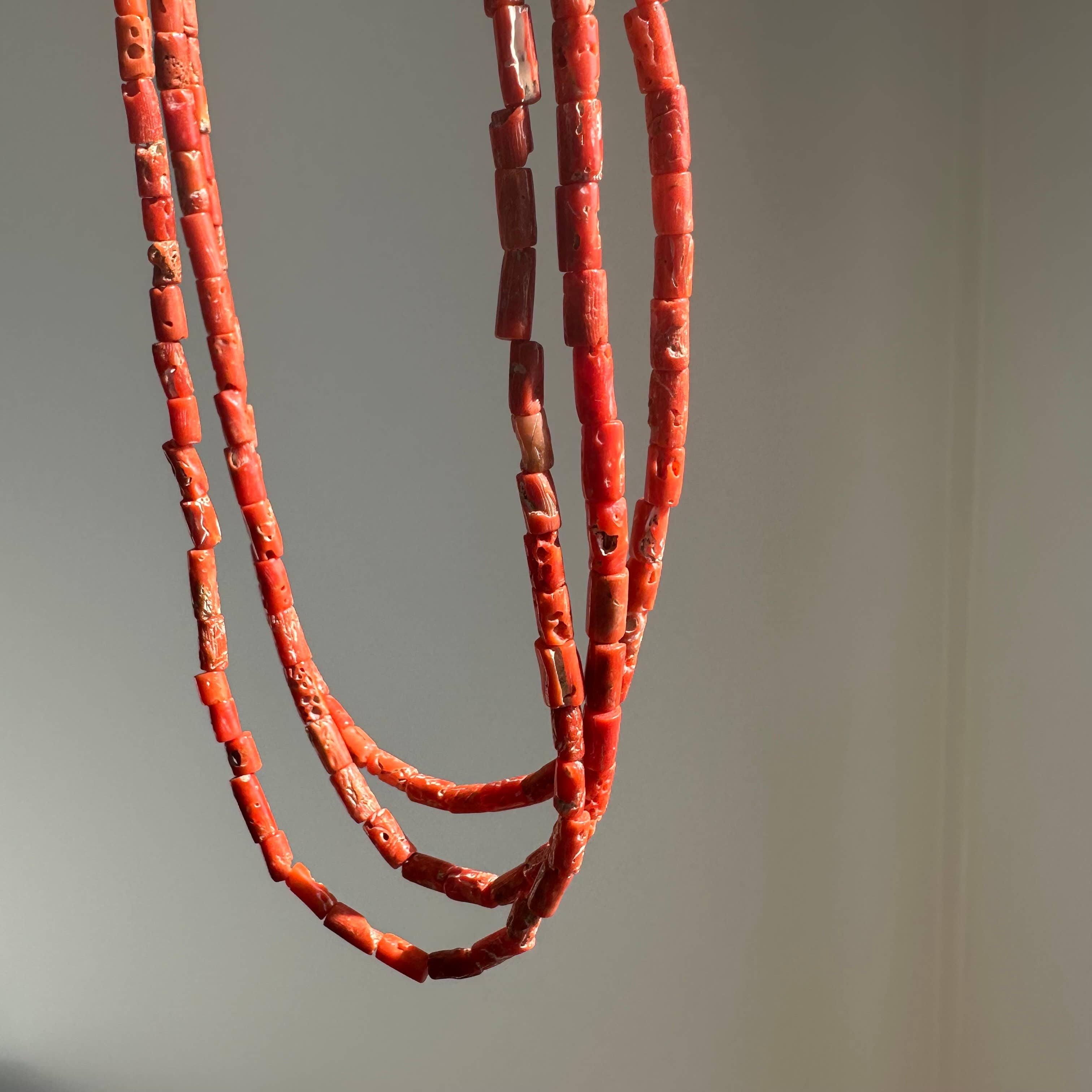 Anokhi Green Italian Coral Tube Bead Necklace