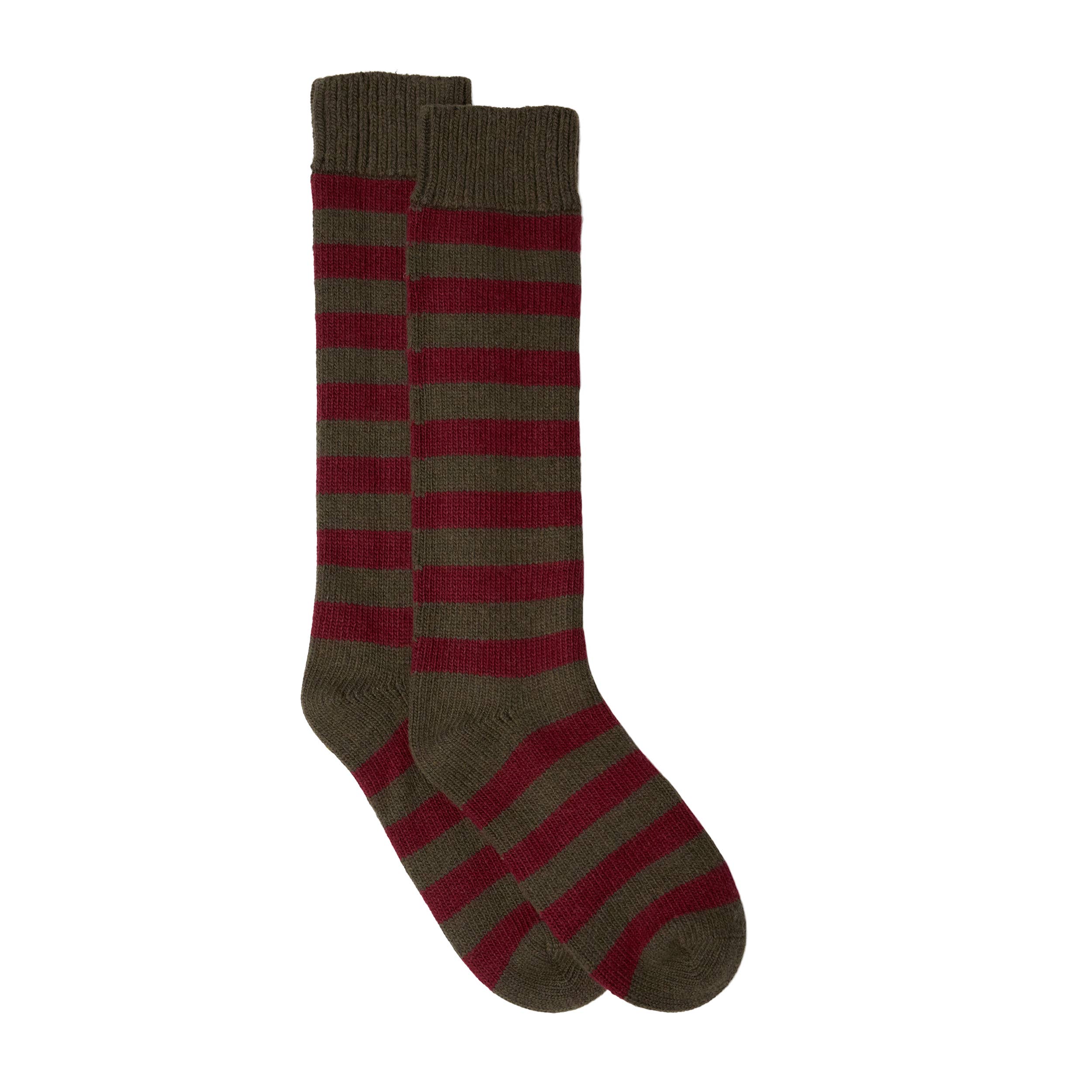 Somerville Stripe Cashmere Mix Socks - Khaki/Plum